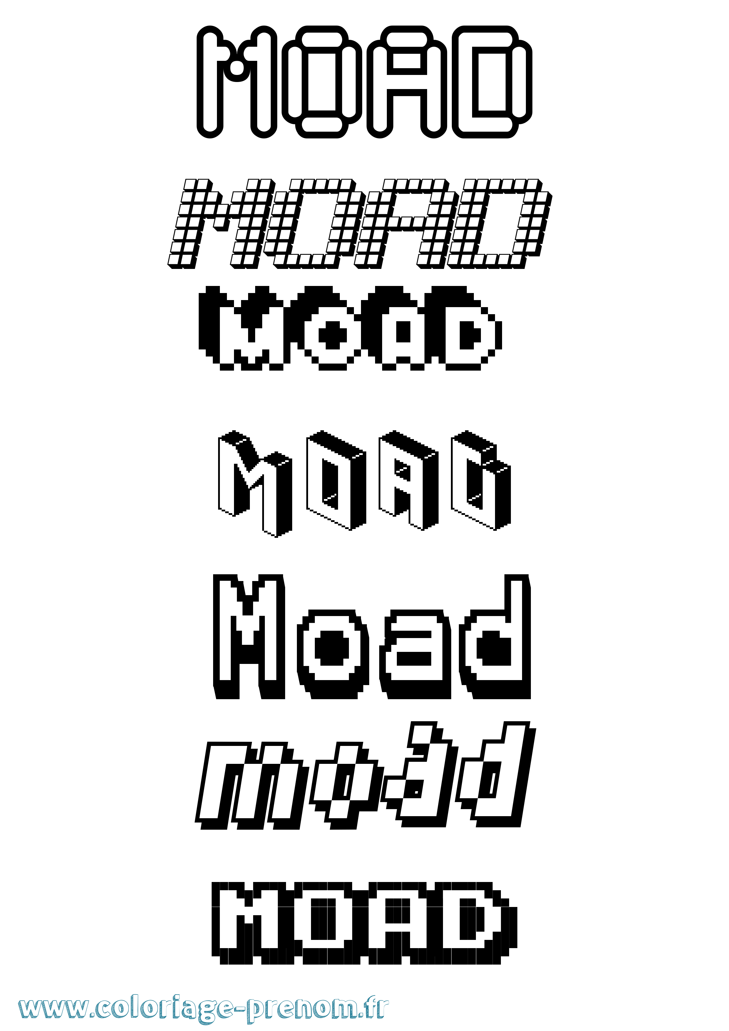 Coloriage prénom Moad Pixel