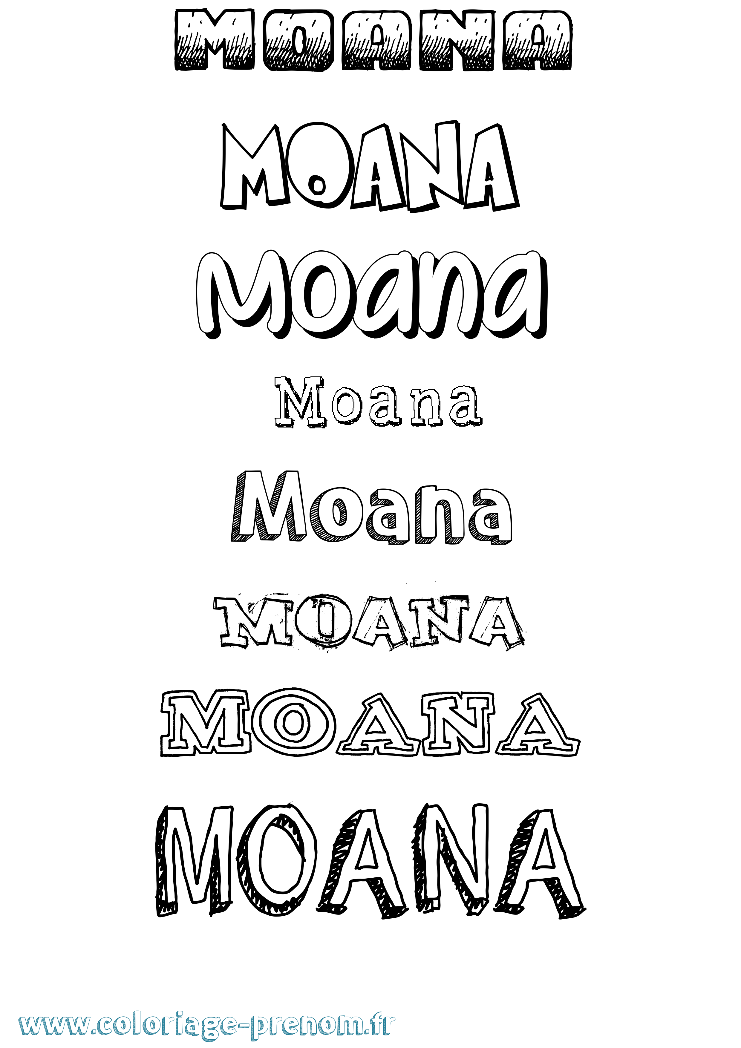 Coloriage prénom Moana Dessiné