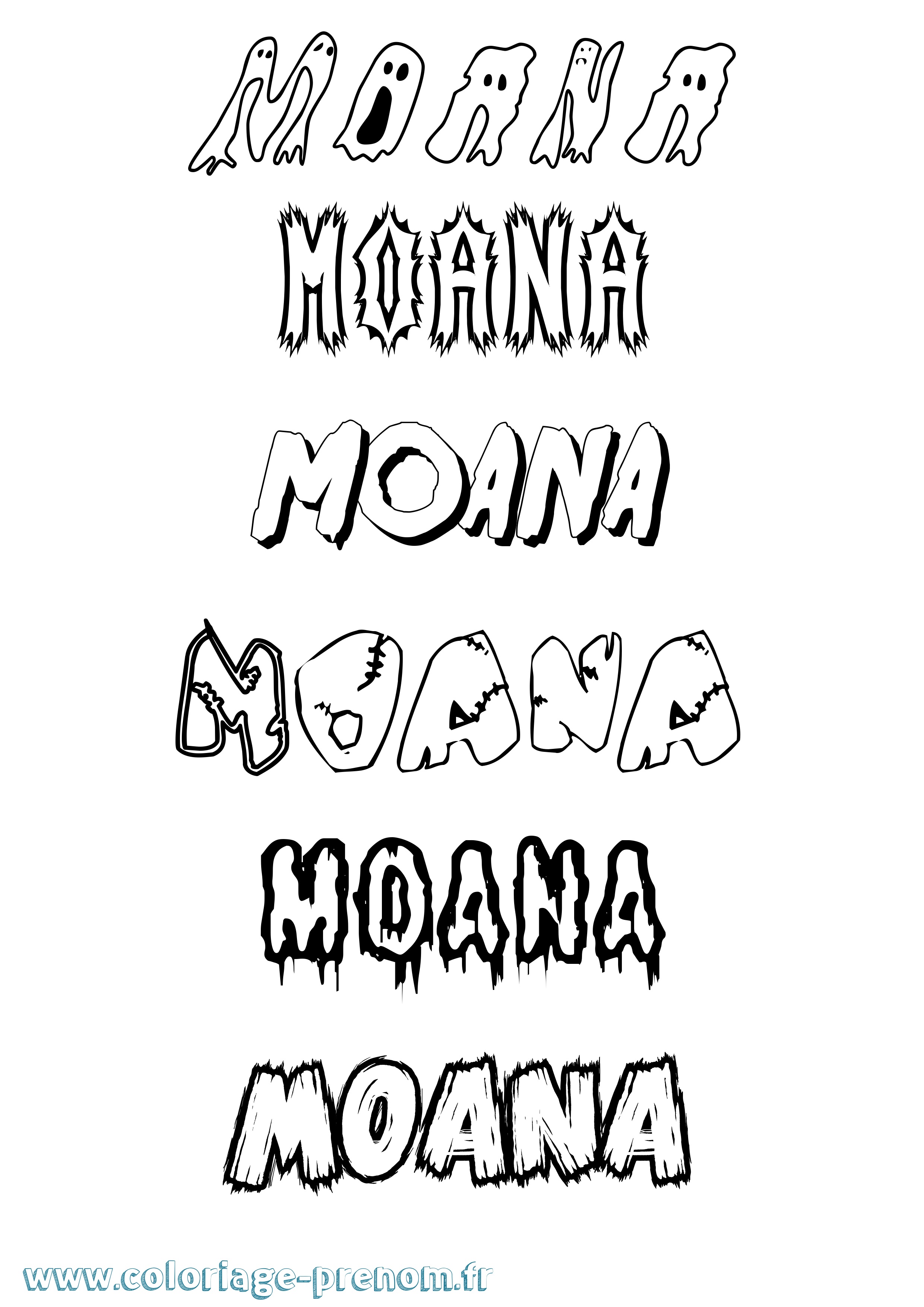 Coloriage Moana Frisson Coloriage prénom Moana Frisson