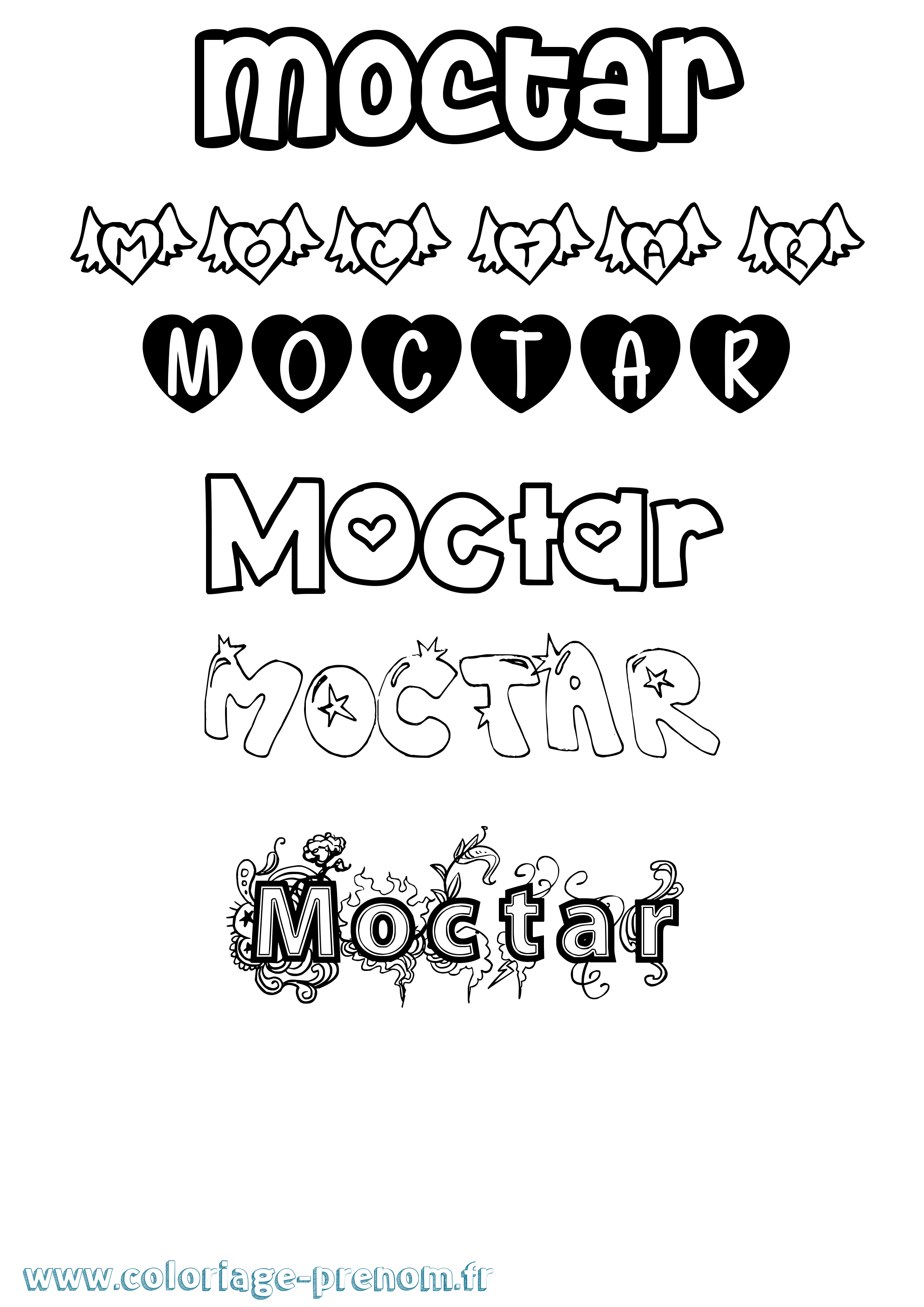 Coloriage Moctar Girly Coloriage prénom Moctar Girly