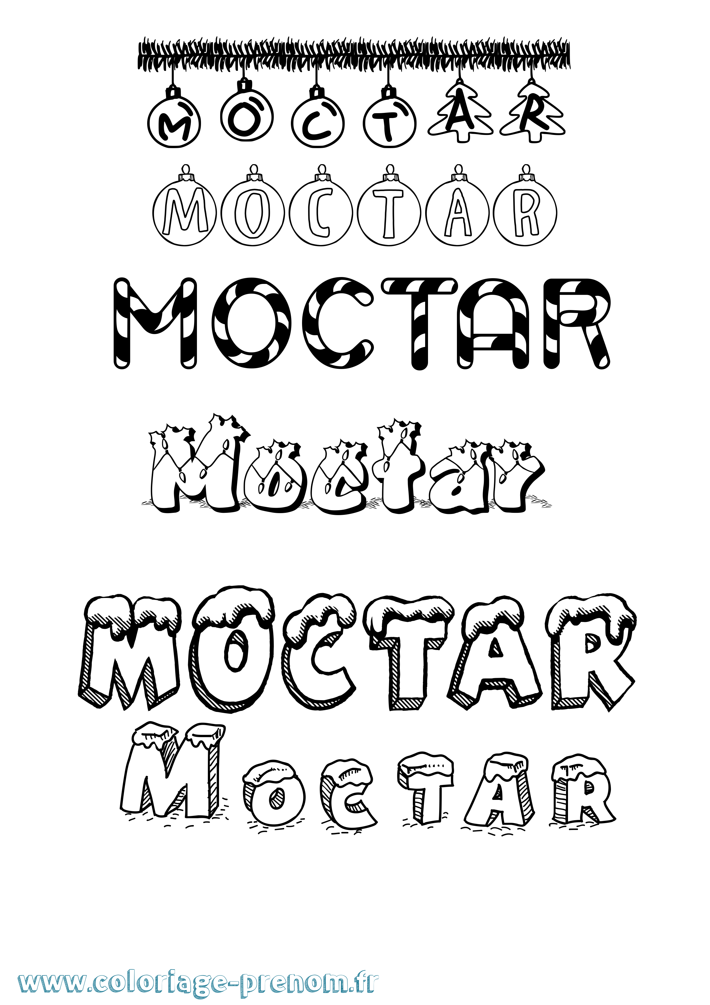 Coloriage Moctar Noël Coloriage prénom Moctar Noël