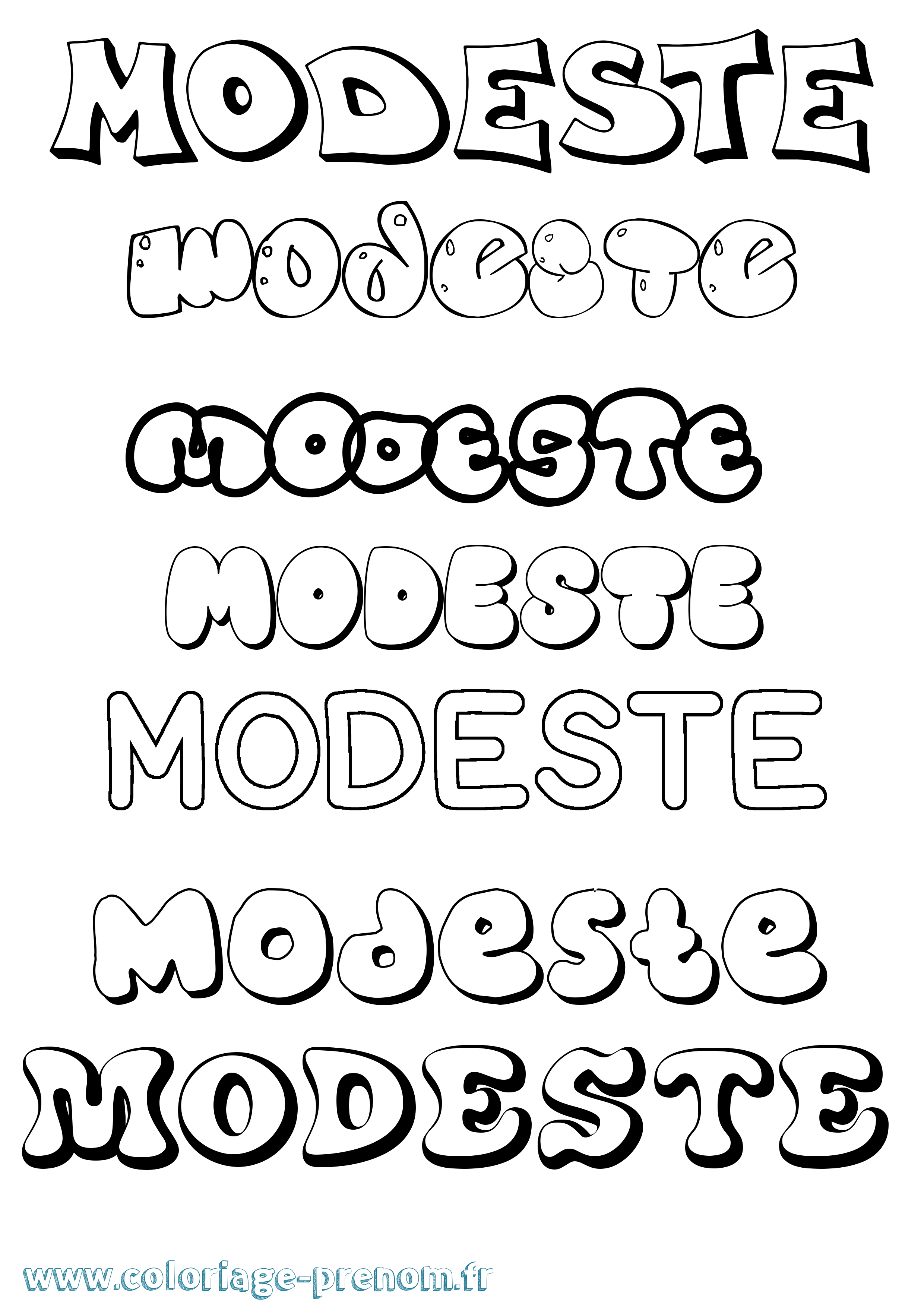 Coloriage Modeste Bubble Coloriage prénom Modeste Bubble