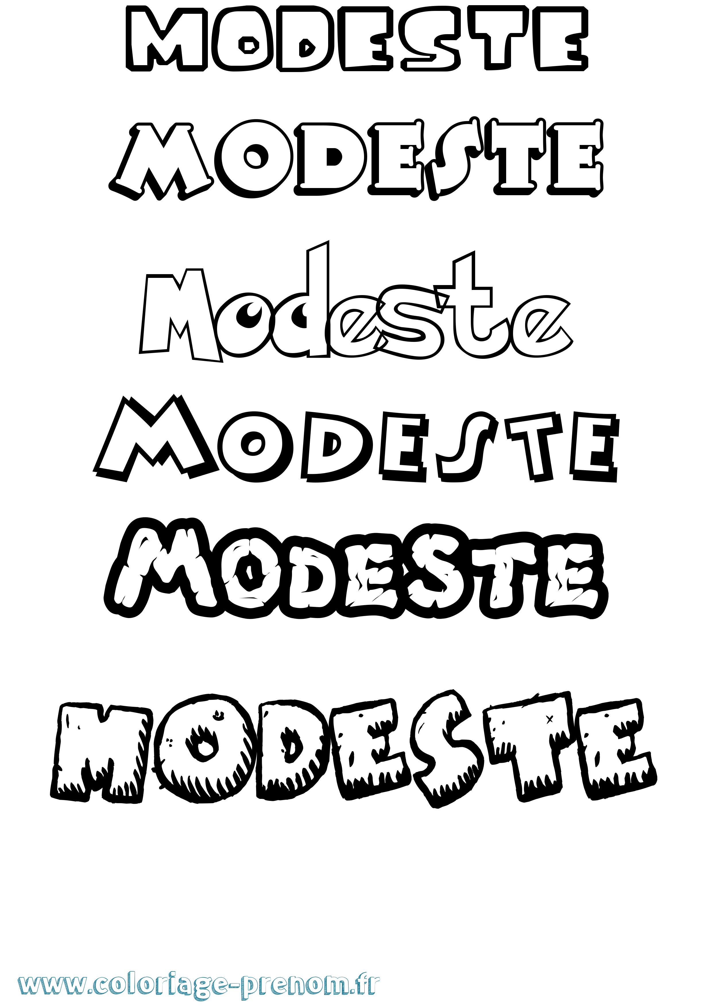 Coloriage Modeste Dessin Animé Coloriage prénom Modeste Dessin Animé