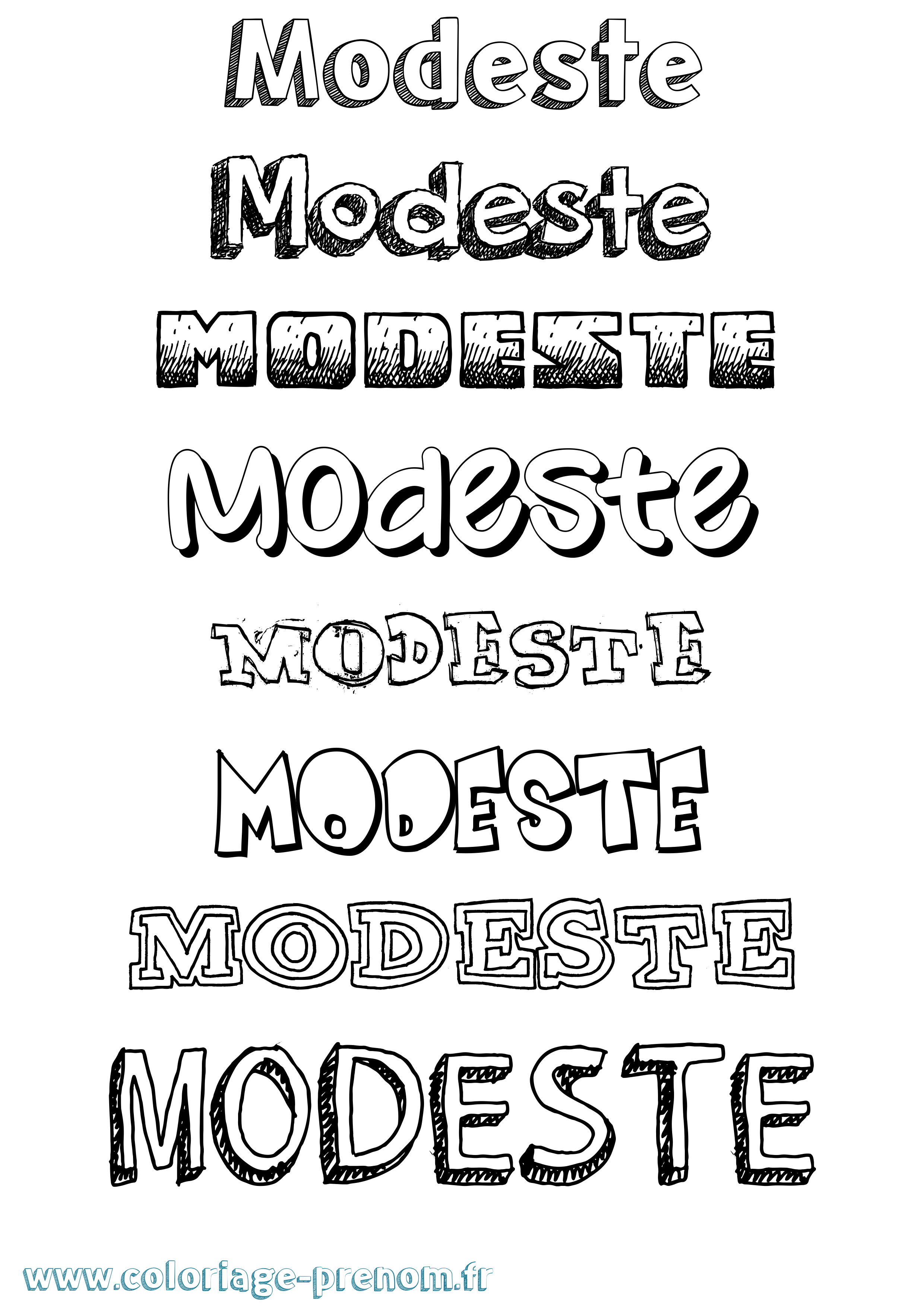 Coloriage Modeste Dessiné Coloriage prénom Modeste Dessiné
