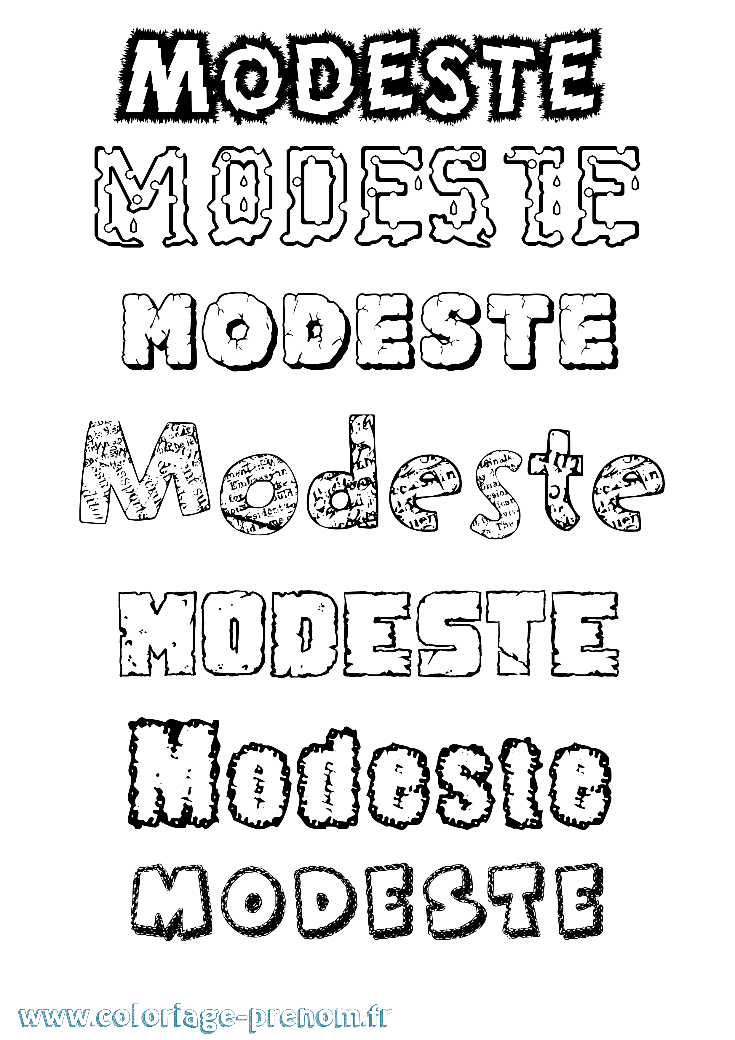 Coloriage Modeste Destructuré Coloriage prénom Modeste Destructuré
