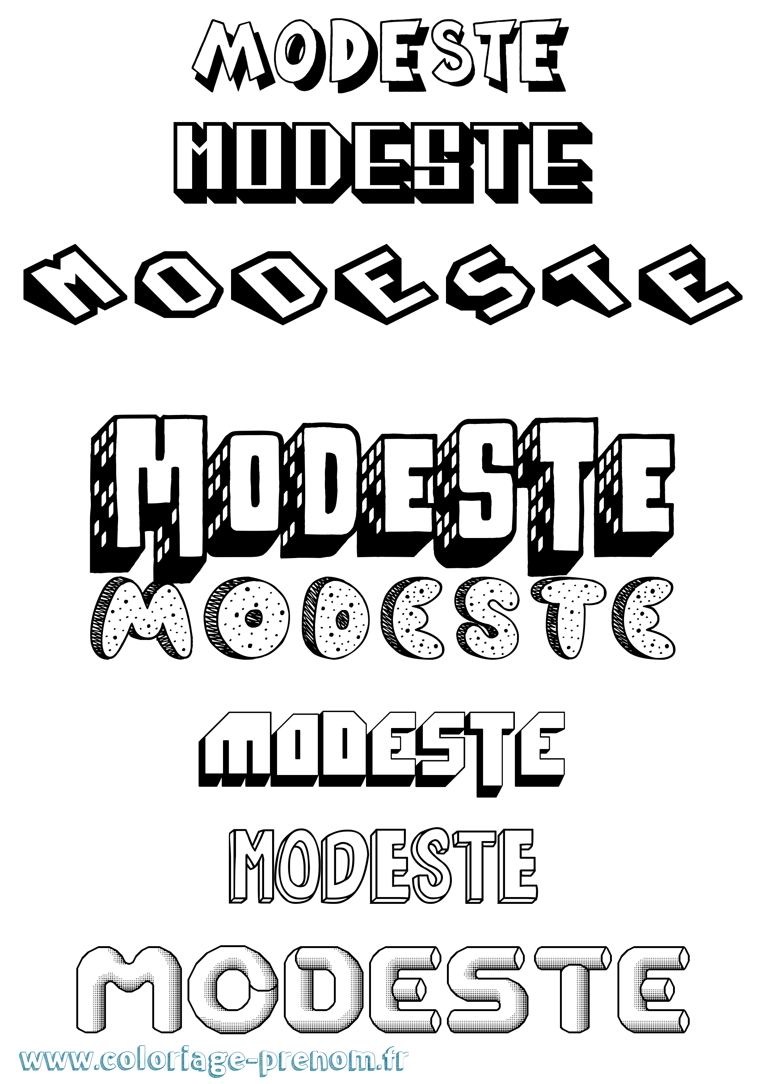 Coloriage Modeste Effet 3D Coloriage prénom Modeste Effet 3D