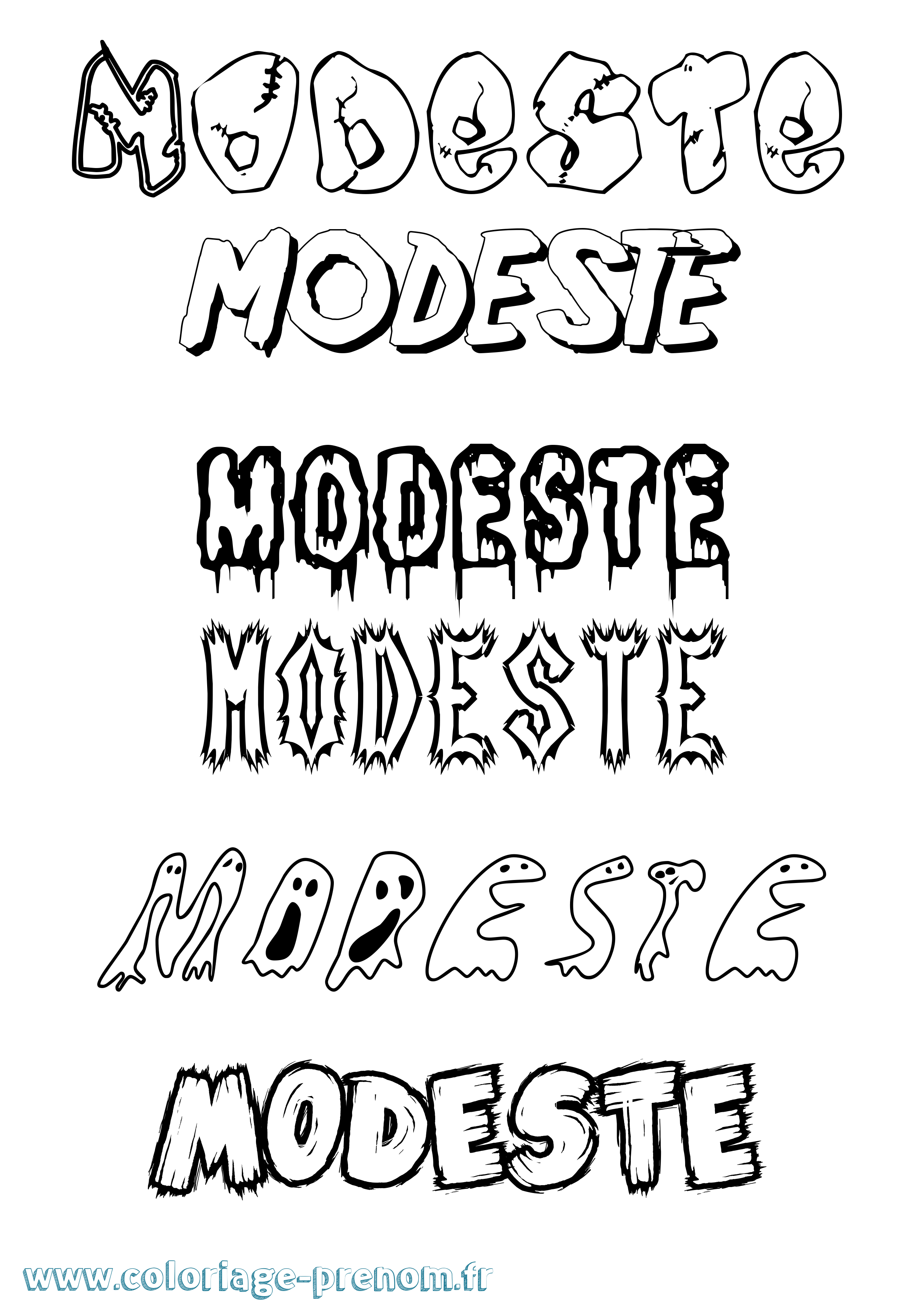 Coloriage Modeste Frisson Coloriage prénom Modeste Frisson