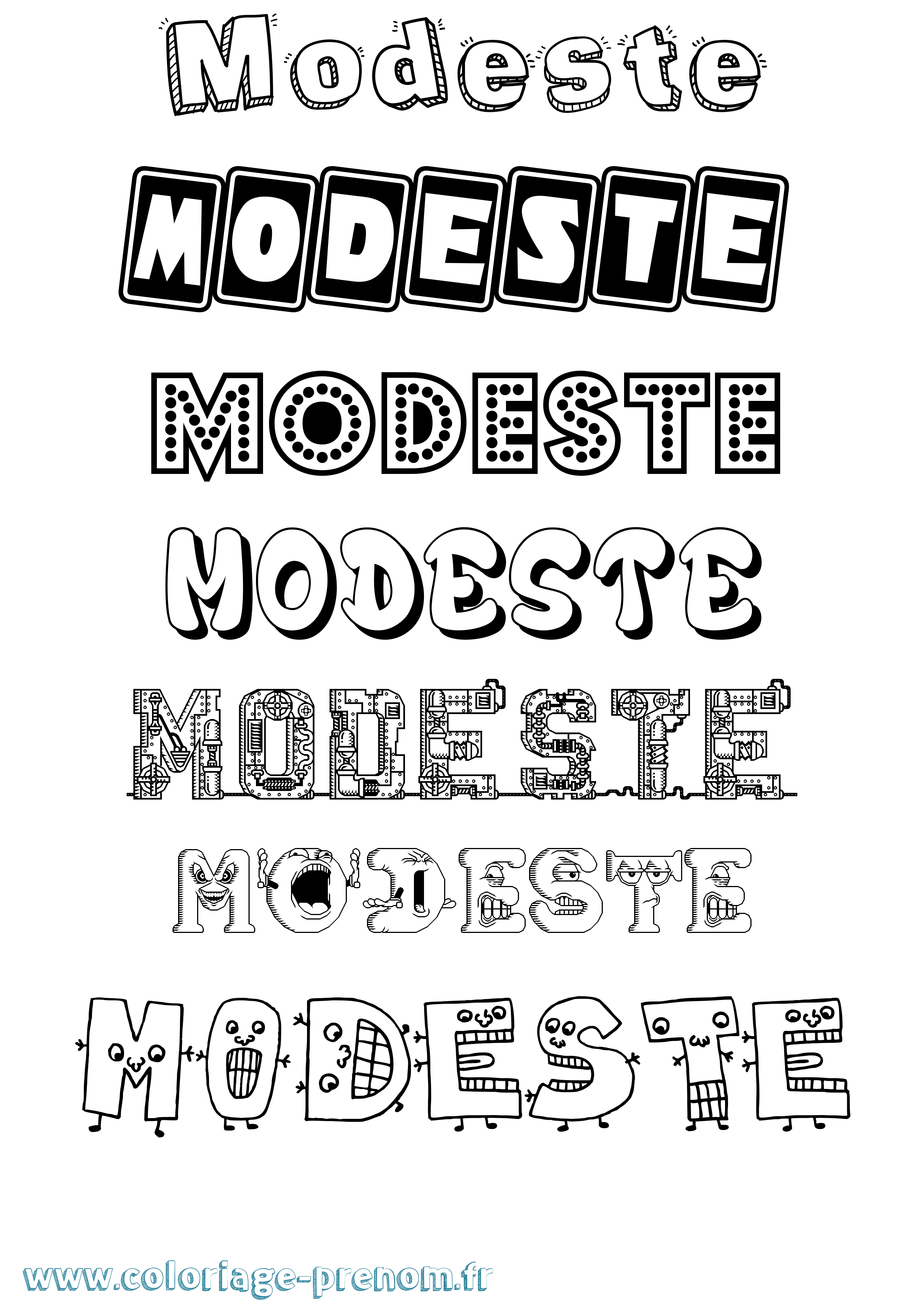 Coloriage Modeste Fun Coloriage prénom Modeste Fun