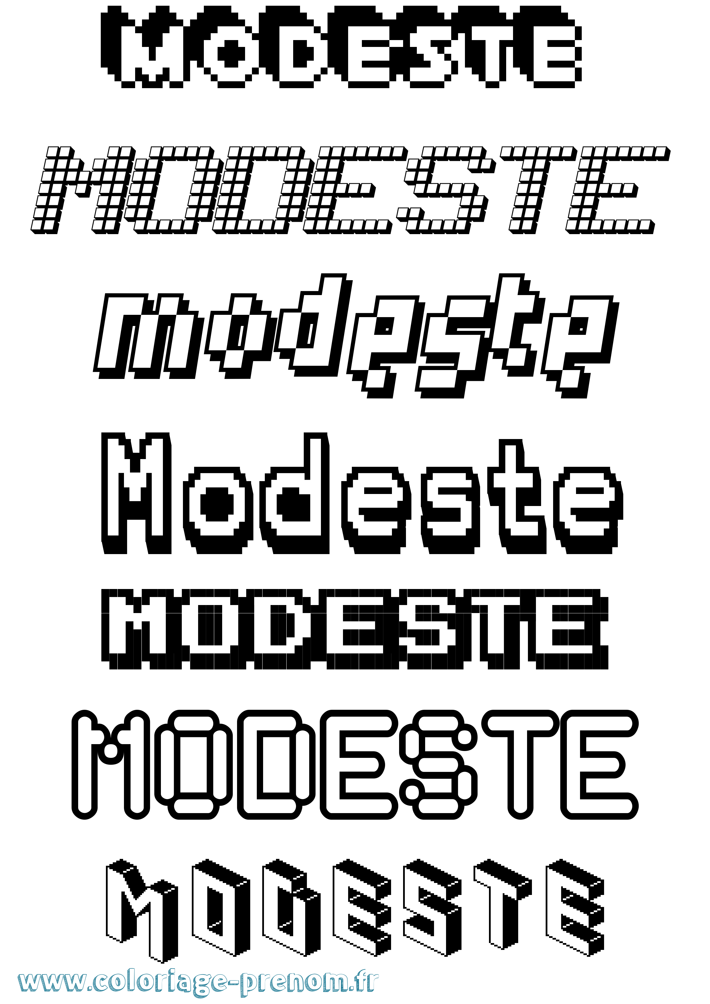 Coloriage Modeste Pixel Coloriage prénom Modeste Pixel