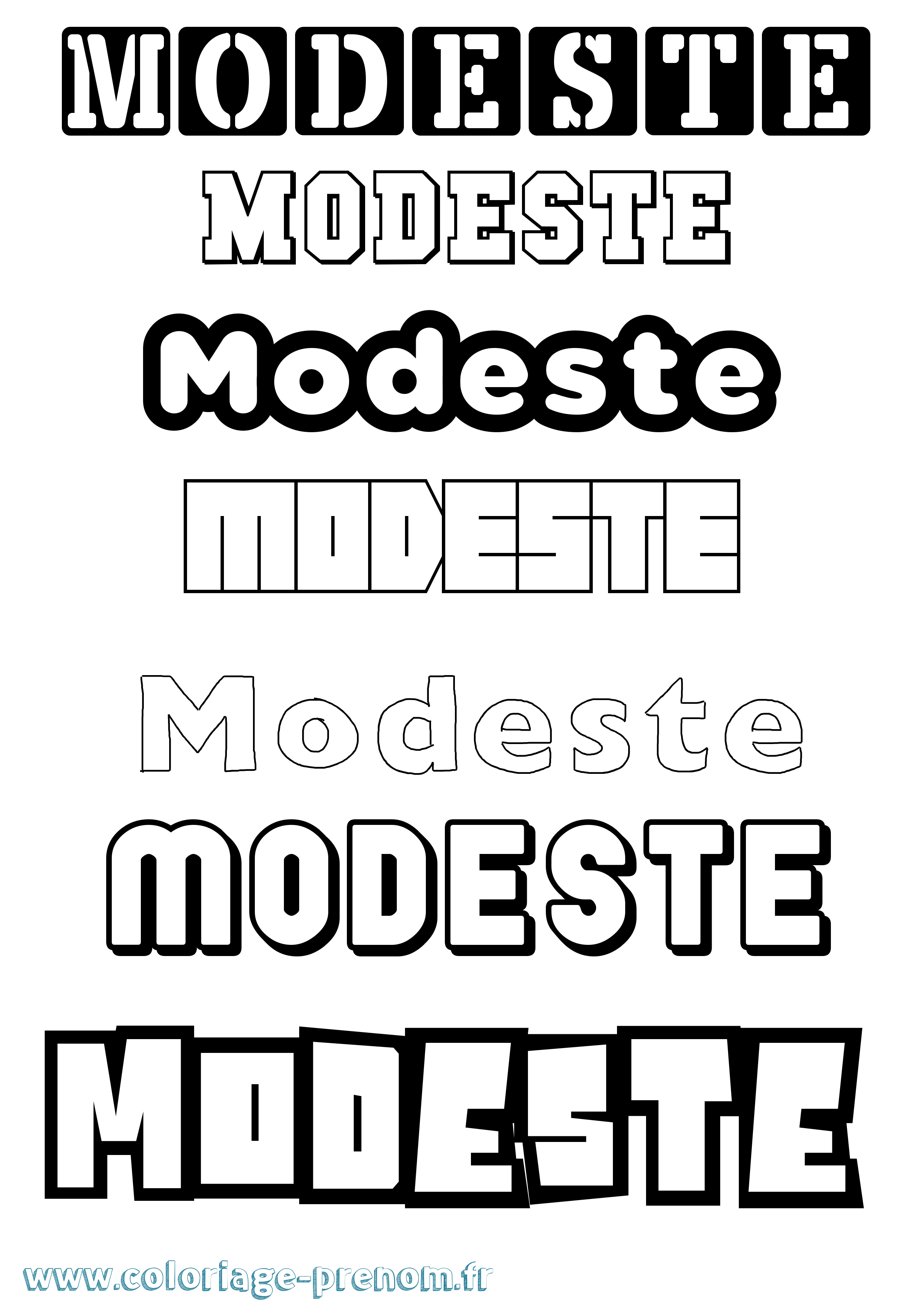 Coloriage Modeste Simple Coloriage prénom Modeste Simple