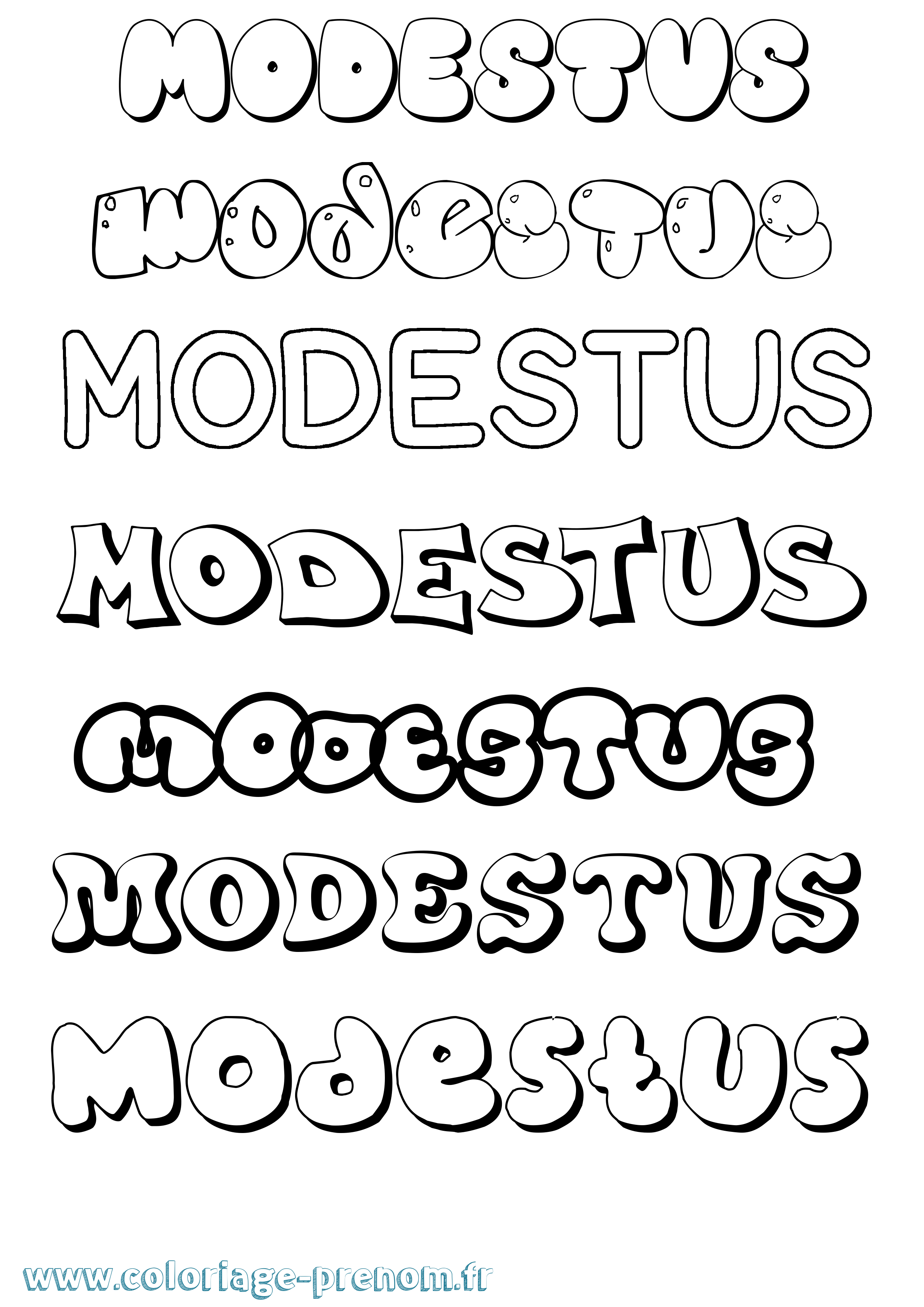 Coloriage Modestus Bubble Coloriage prénom Modestus Bubble