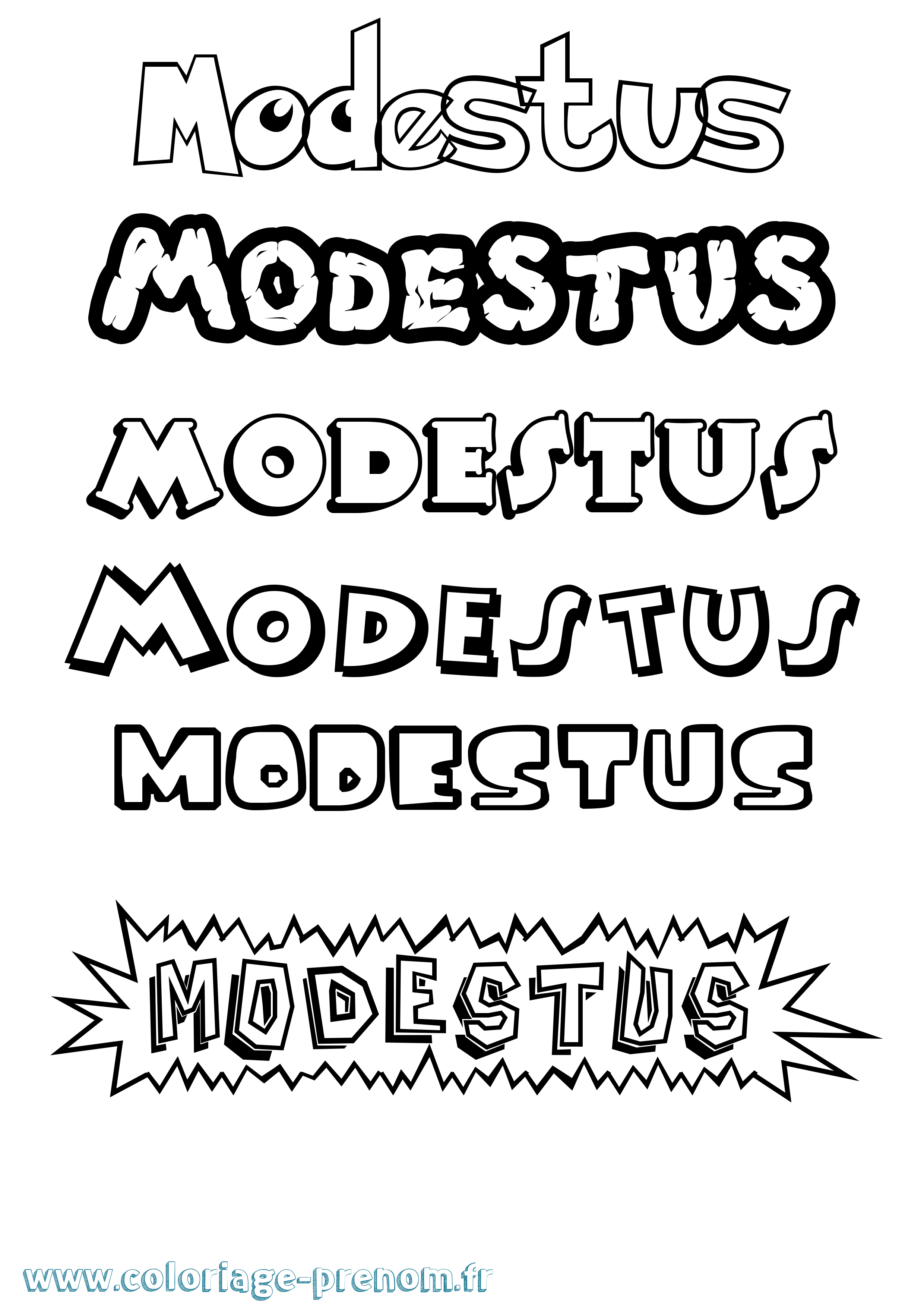 Coloriage Modestus Dessin Animé Coloriage prénom Modestus Dessin Animé