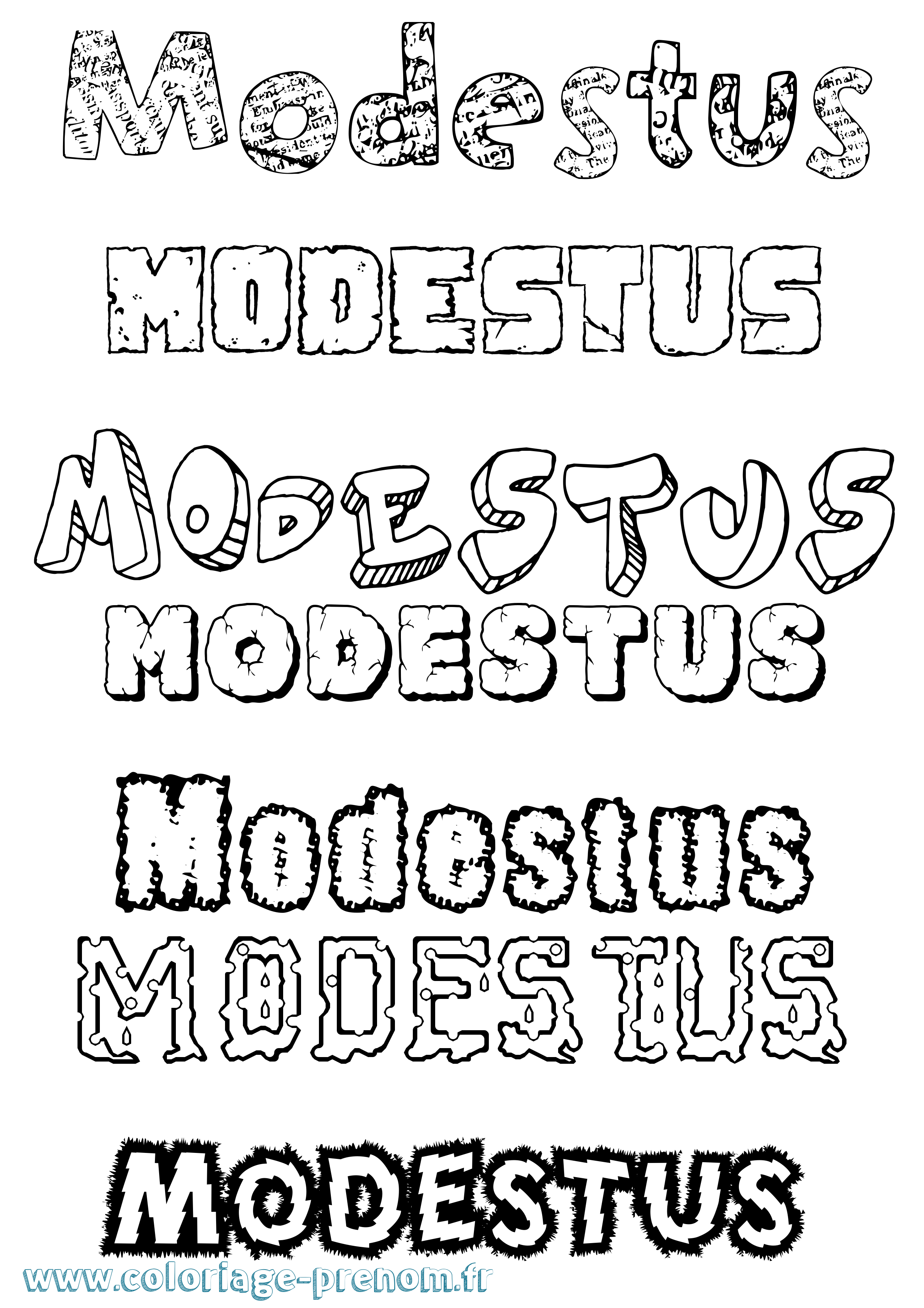 Coloriage Modestus Destructuré Coloriage prénom Modestus Destructuré