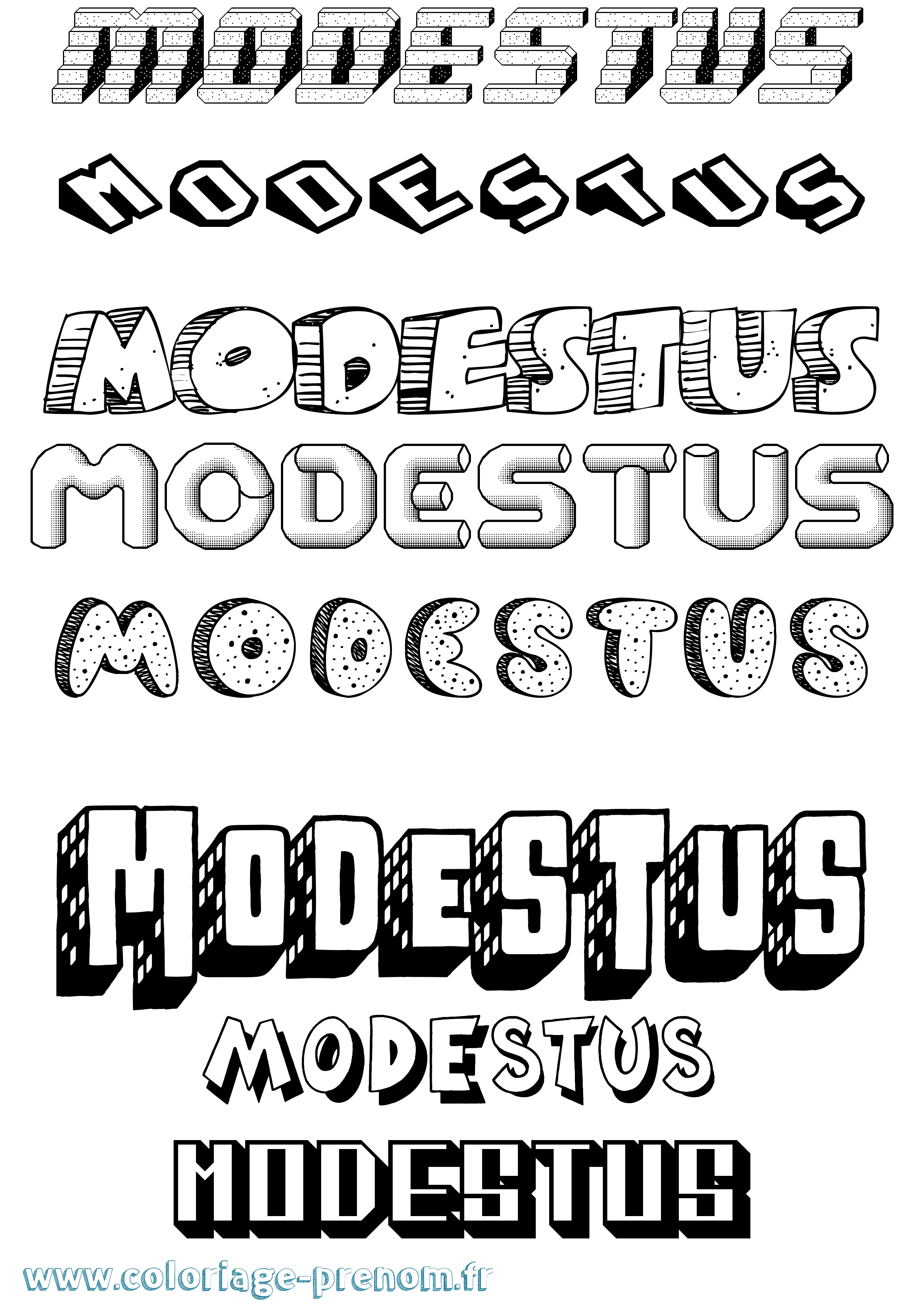 Coloriage Modestus Effet 3D Coloriage prénom Modestus Effet 3D
