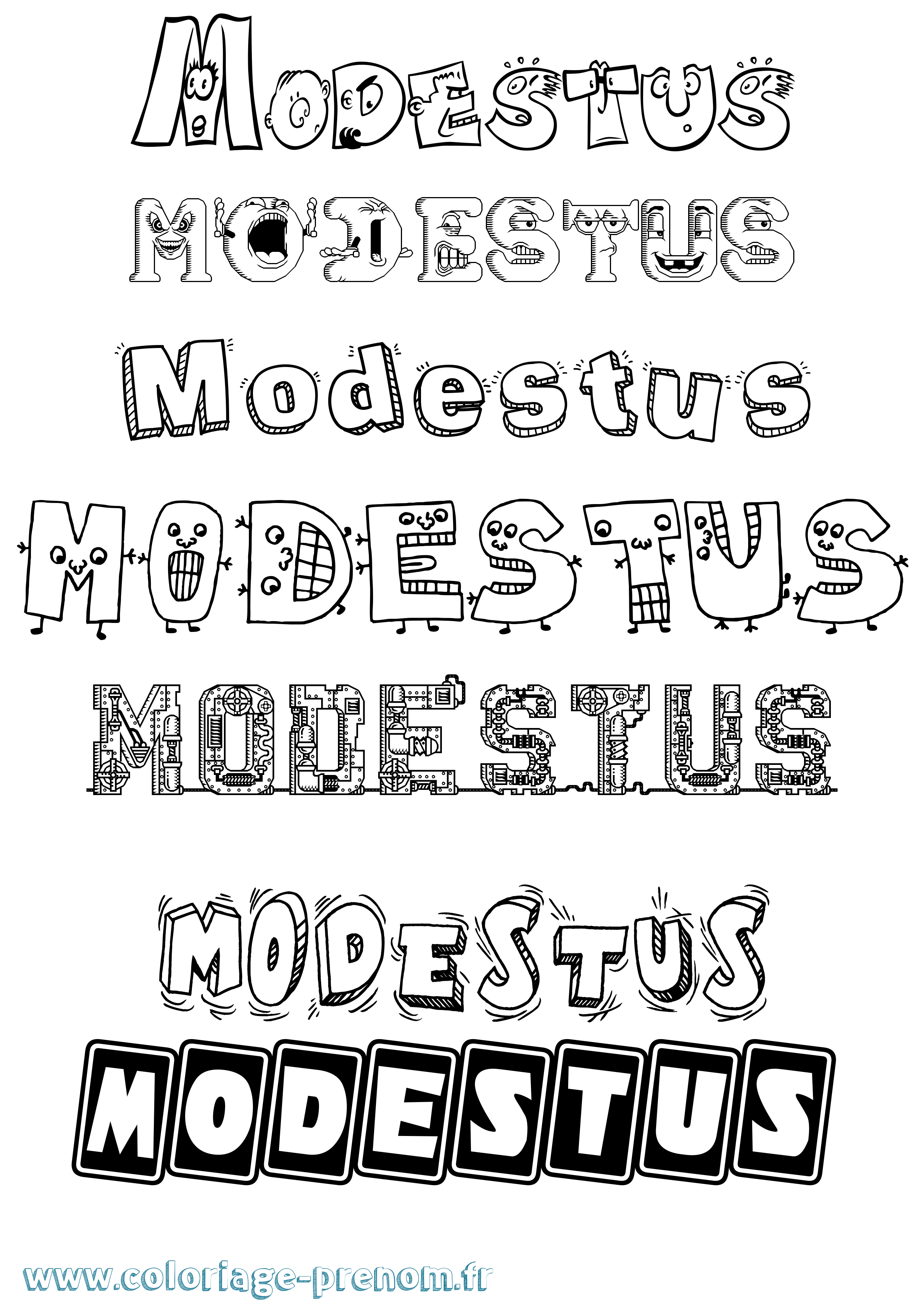 Coloriage Modestus Fun Coloriage prénom Modestus Fun