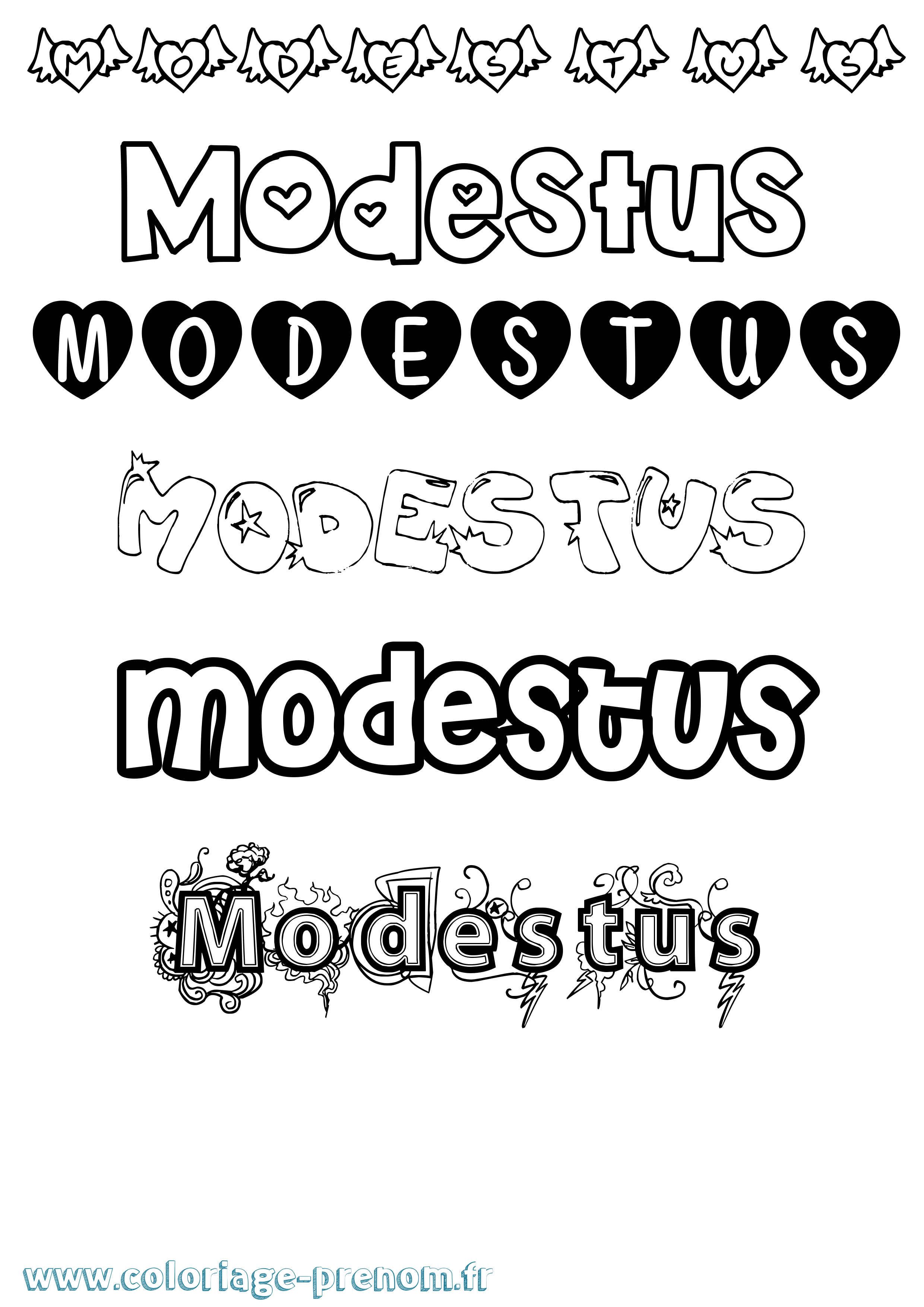 Coloriage Modestus Girly Coloriage prénom Modestus Girly