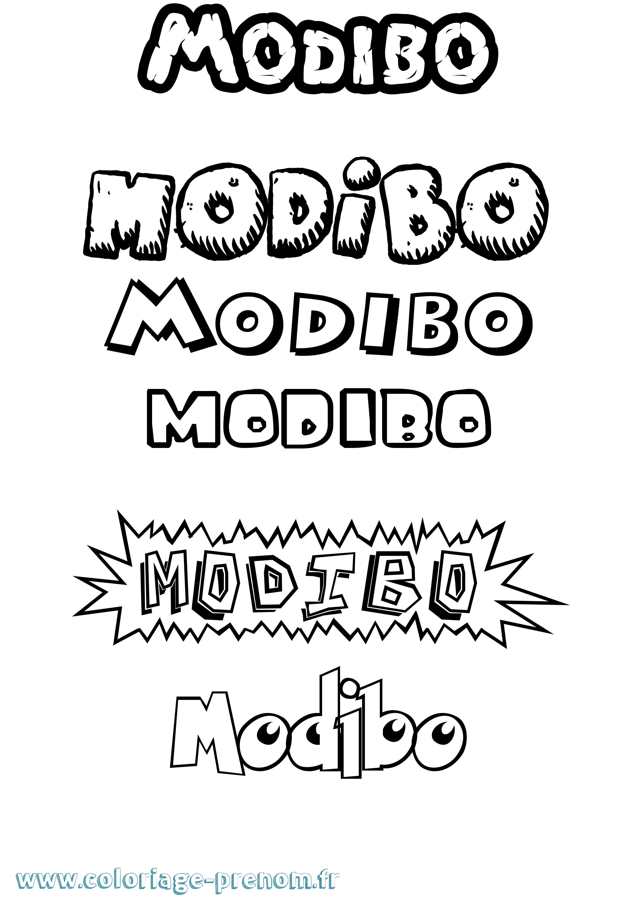 Coloriage prénom Modibo Dessin Animé