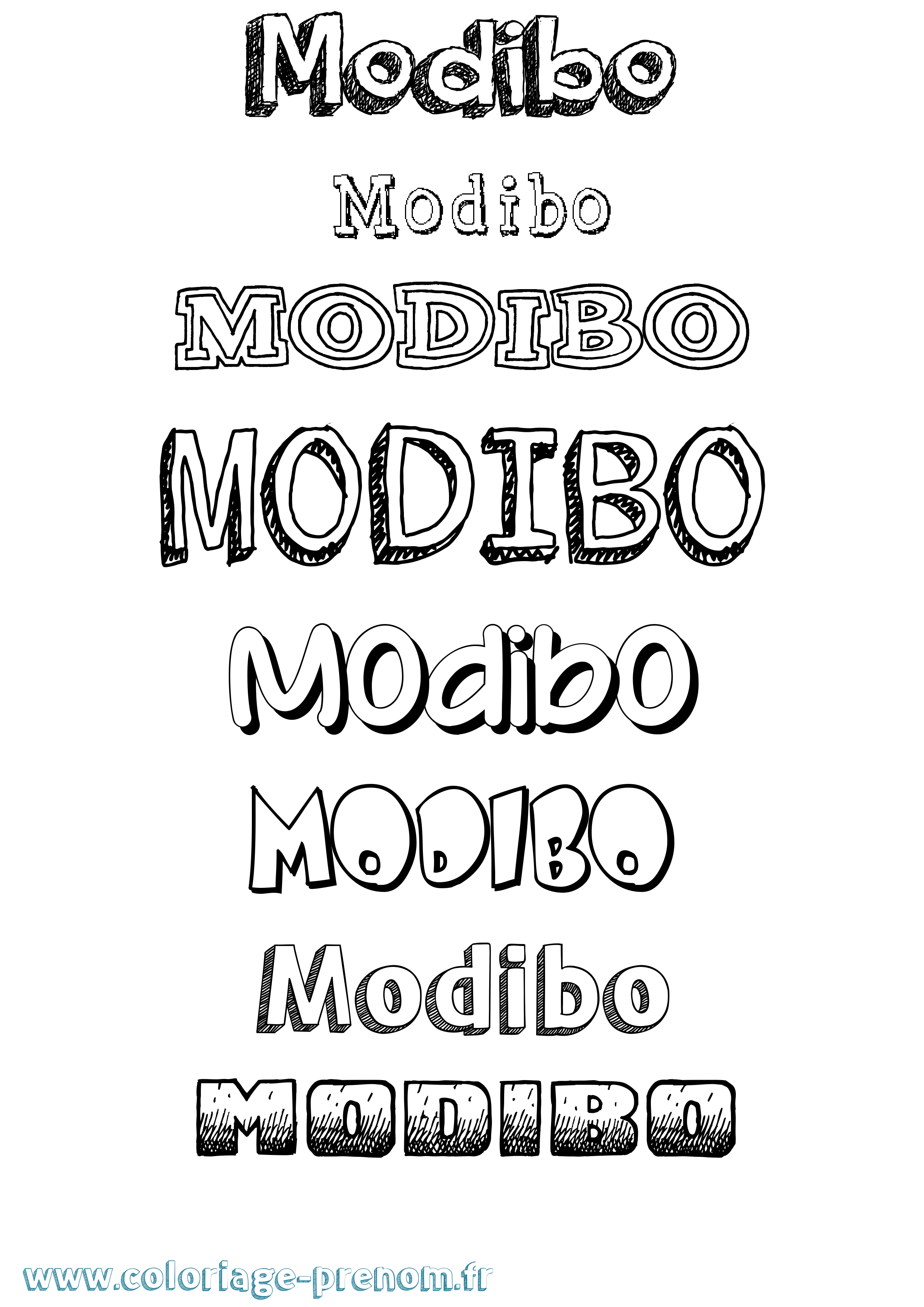 Coloriage prénom Modibo Dessiné