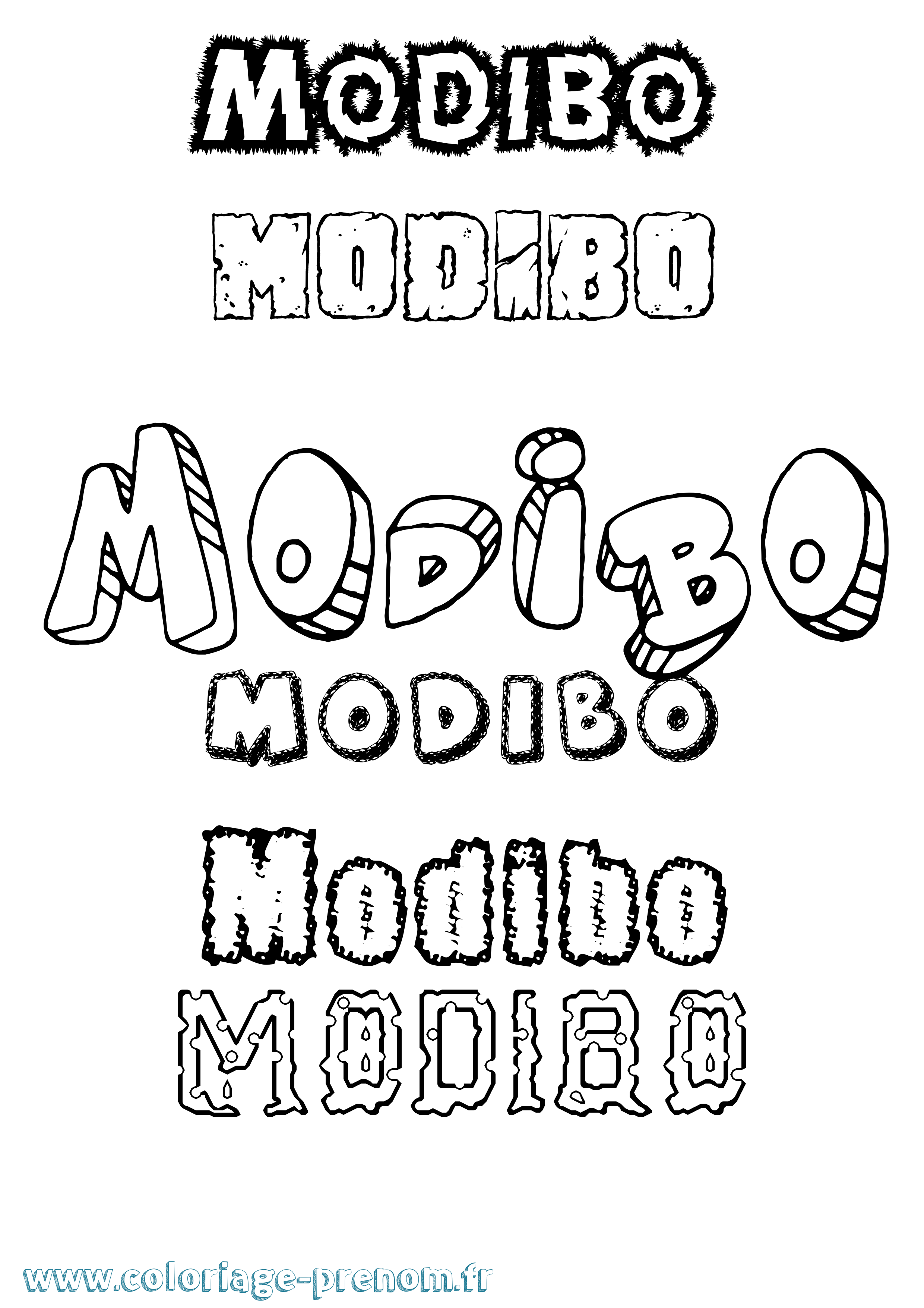 Coloriage prénom Modibo Destructuré