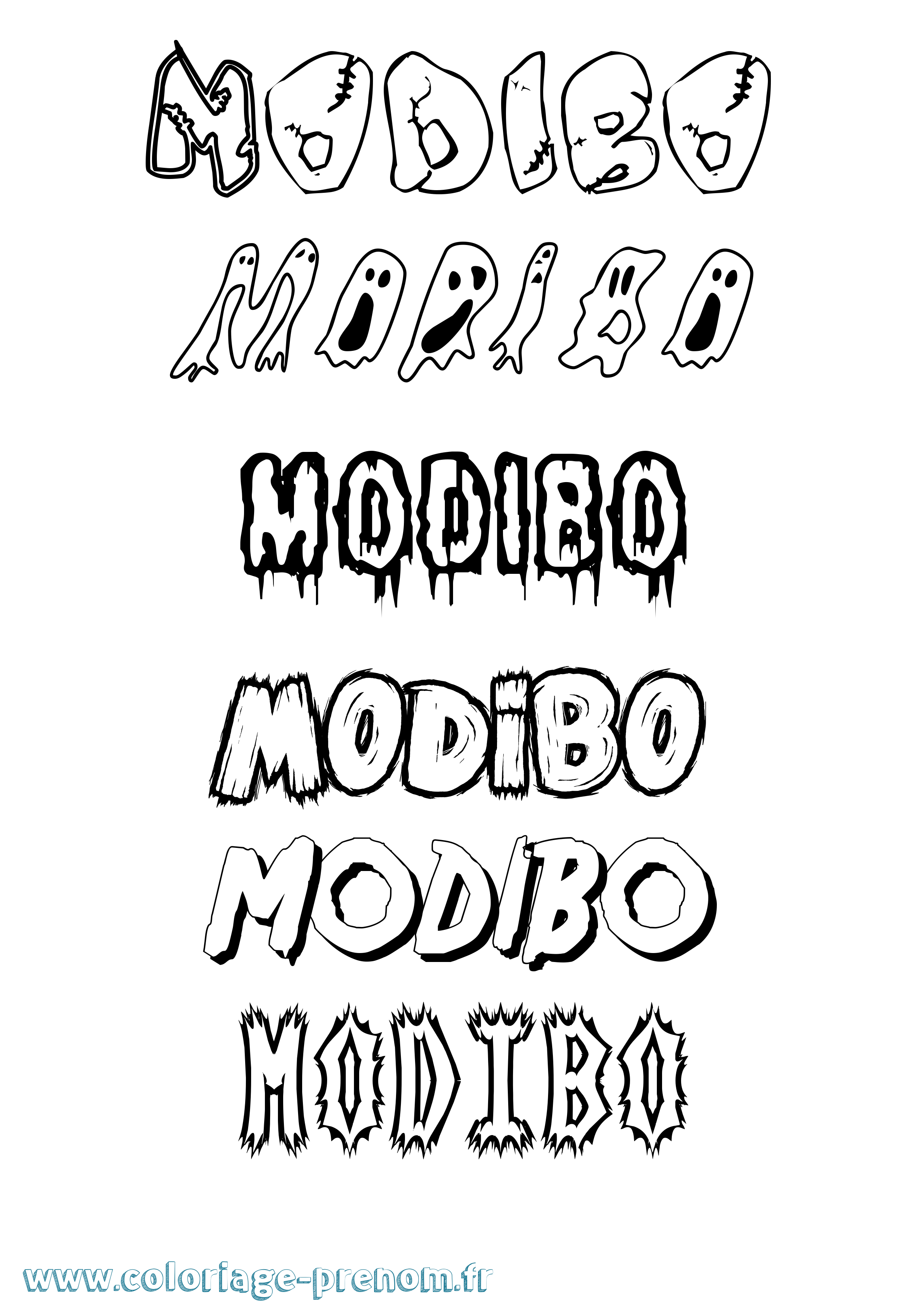 Coloriage prénom Modibo Frisson