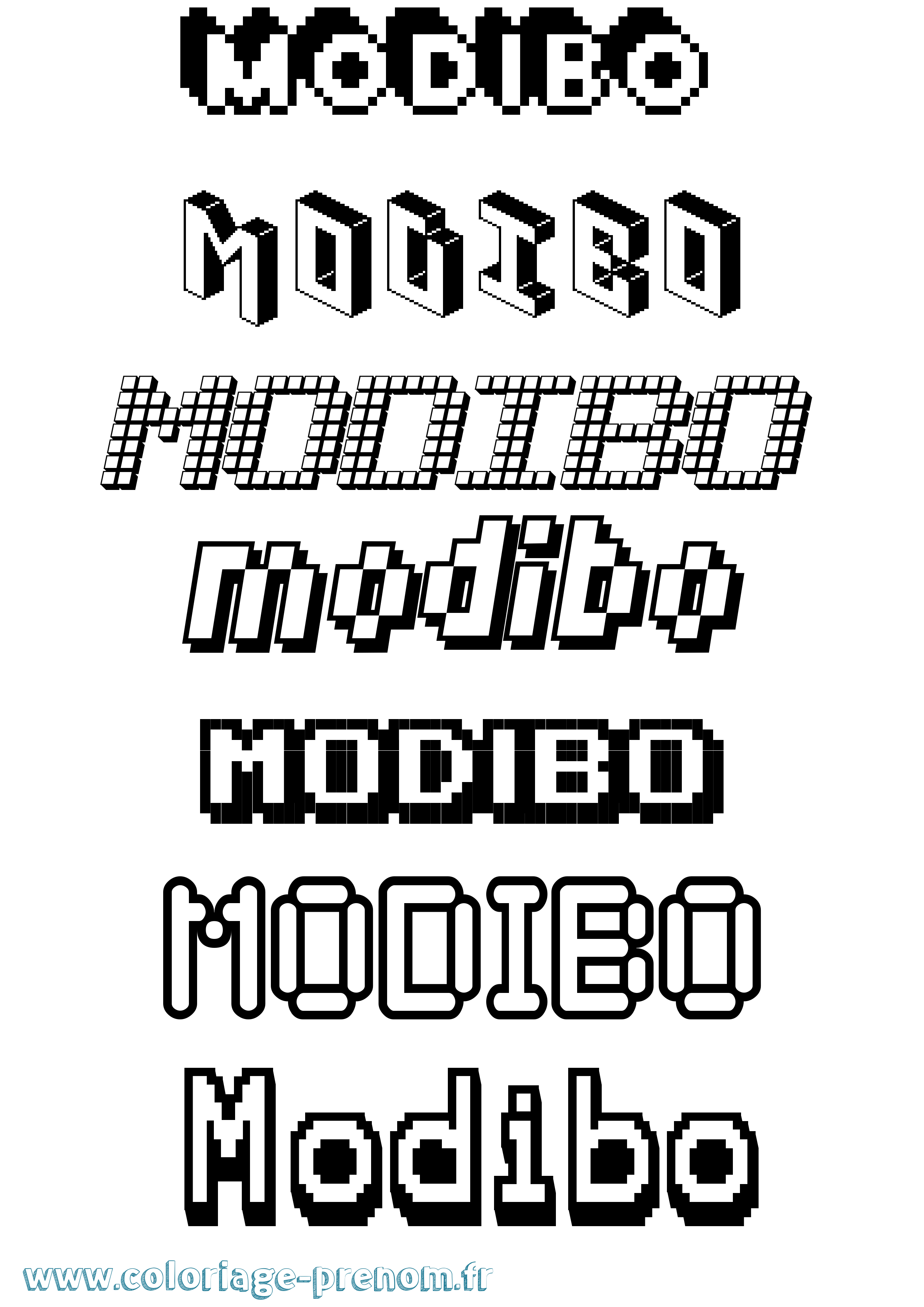 Coloriage prénom Modibo Pixel