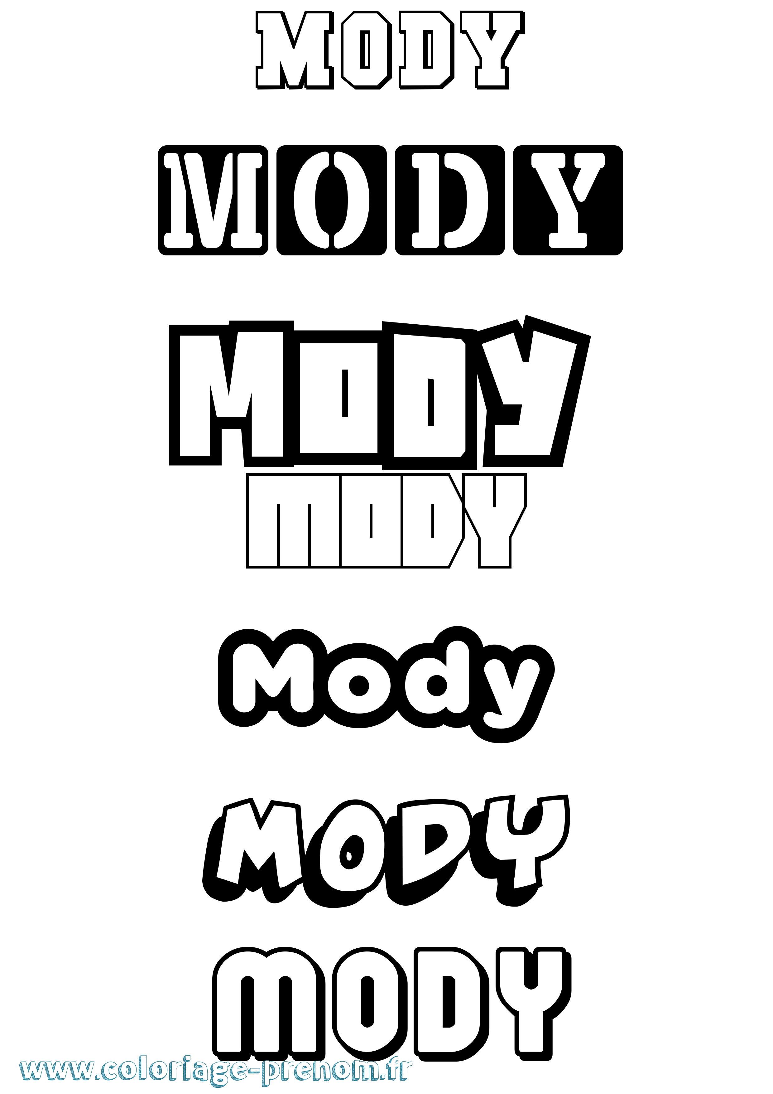 Coloriage prénom Mody