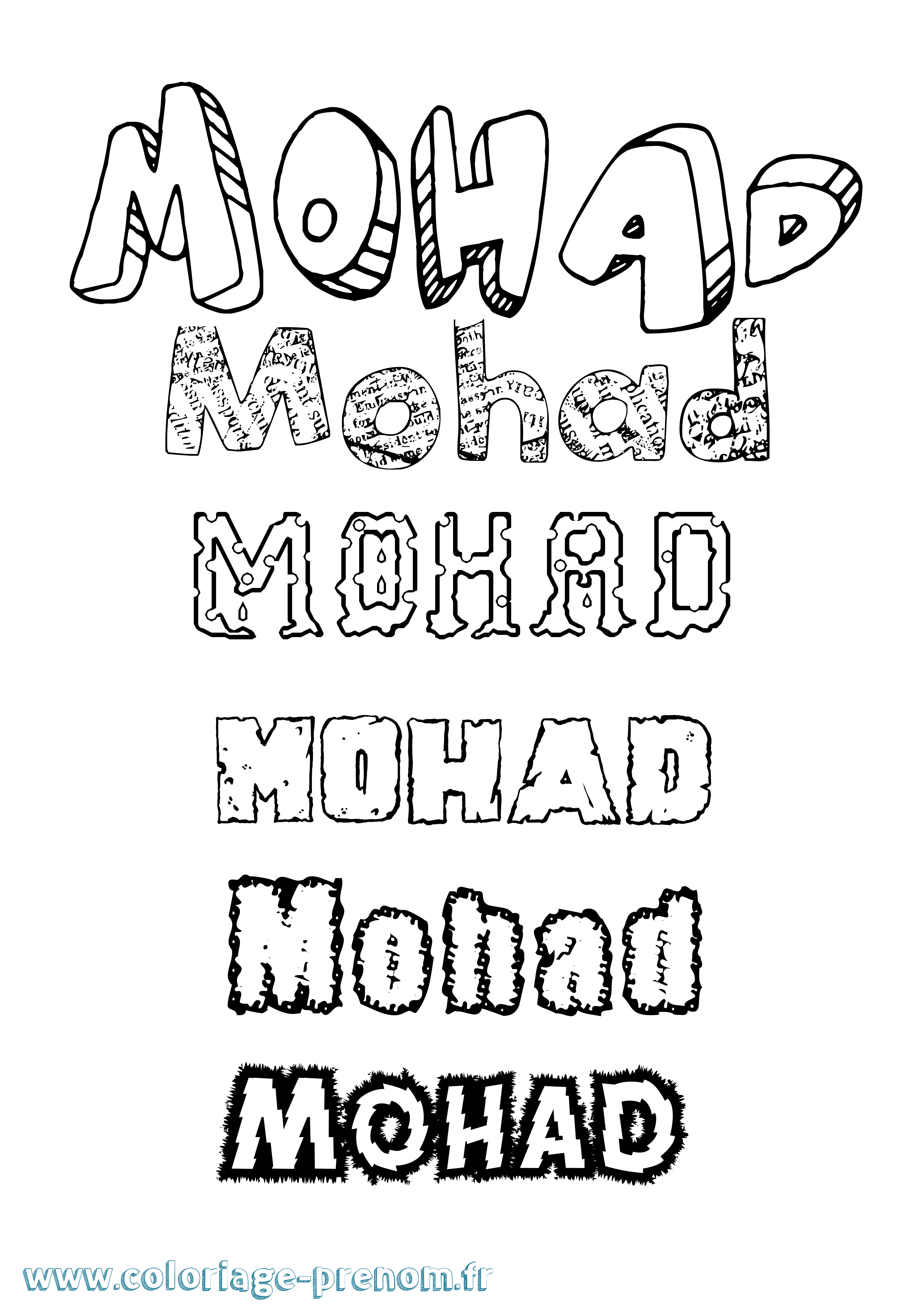 Coloriage Mohad Destructuré Coloriage prénom Mohad Destructuré
