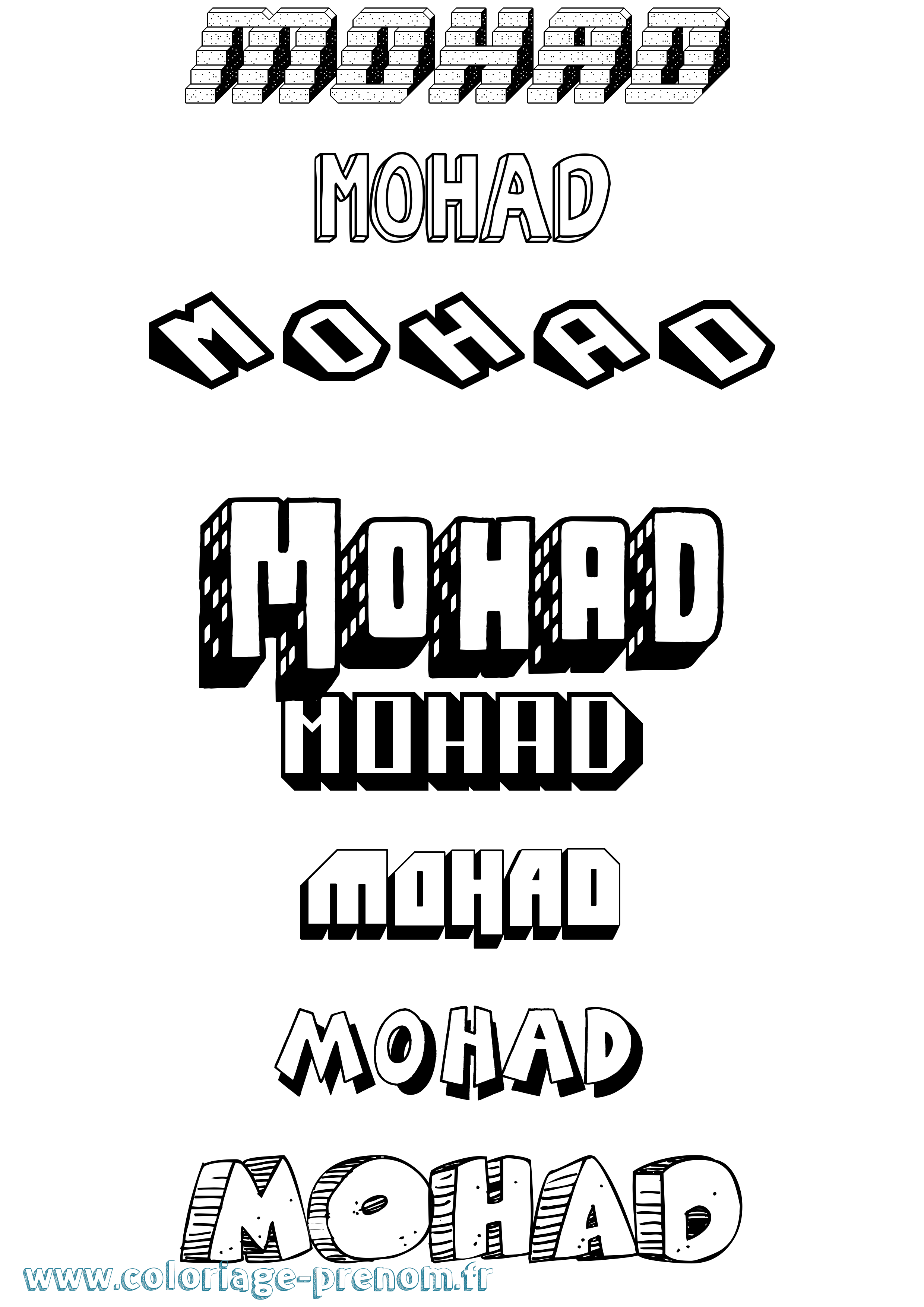 Coloriage Mohad Effet 3D Coloriage prénom Mohad Effet 3D