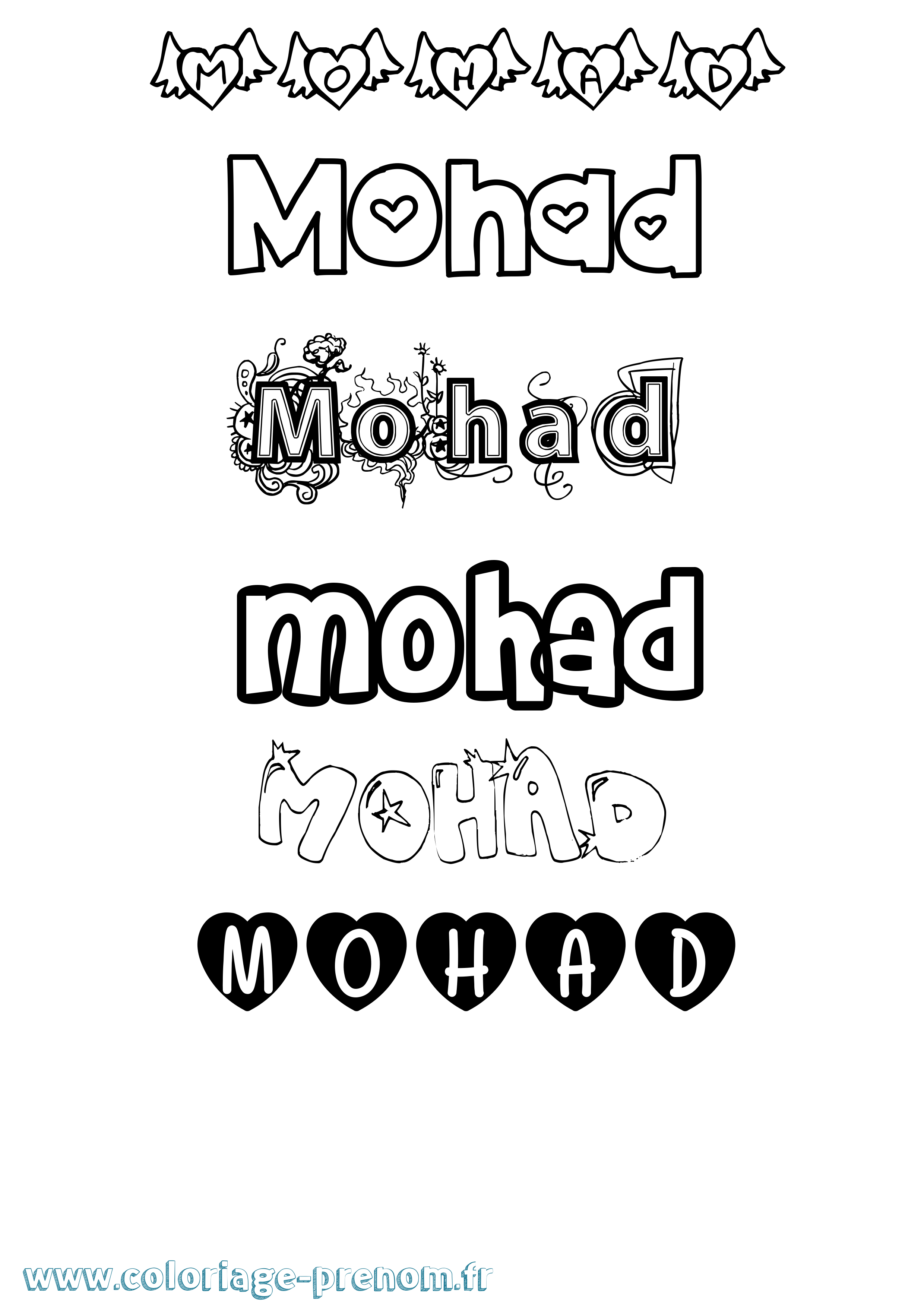Coloriage Mohad Girly Coloriage prénom Mohad Girly