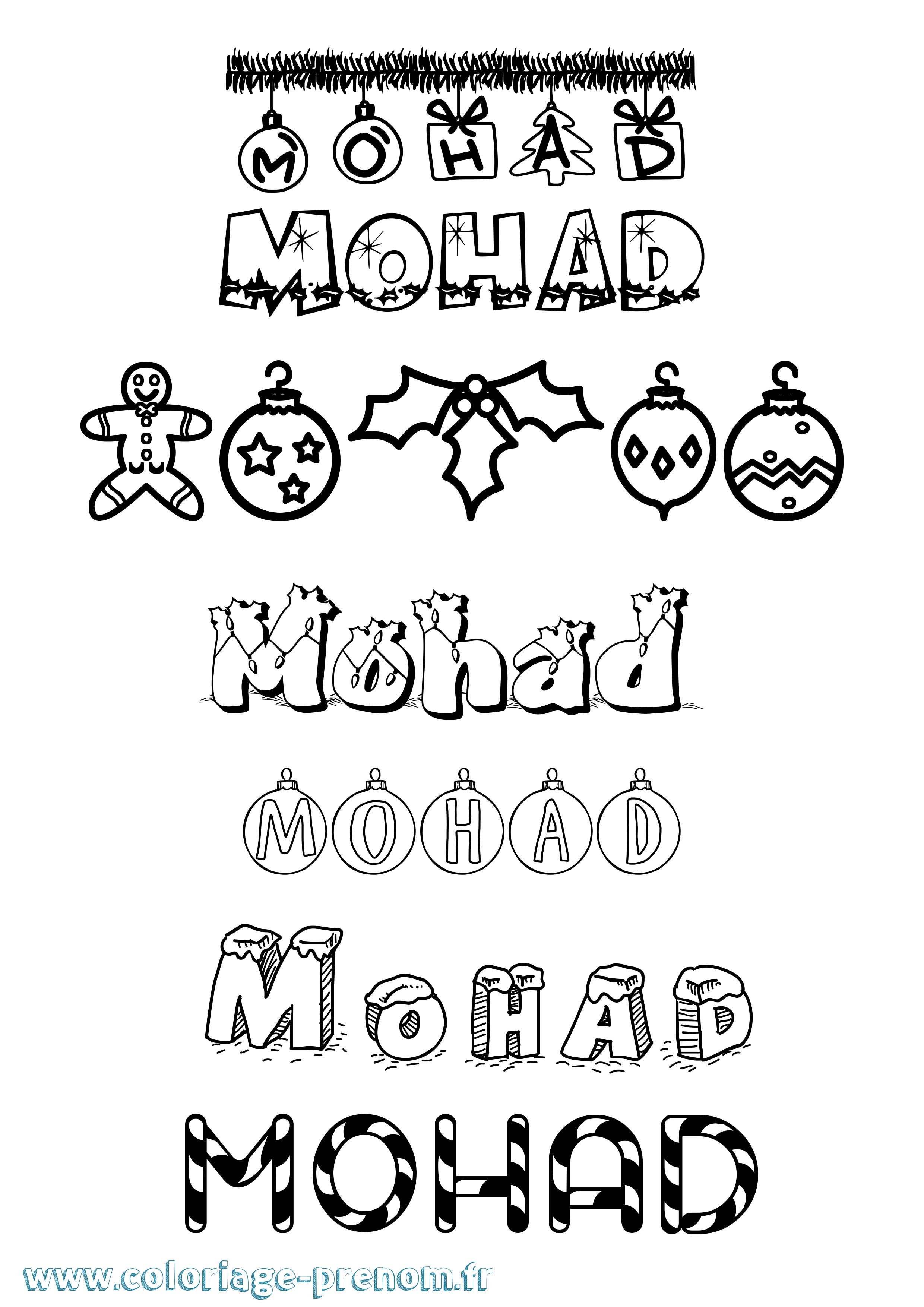 Coloriage Mohad Noël Coloriage prénom Mohad Noël