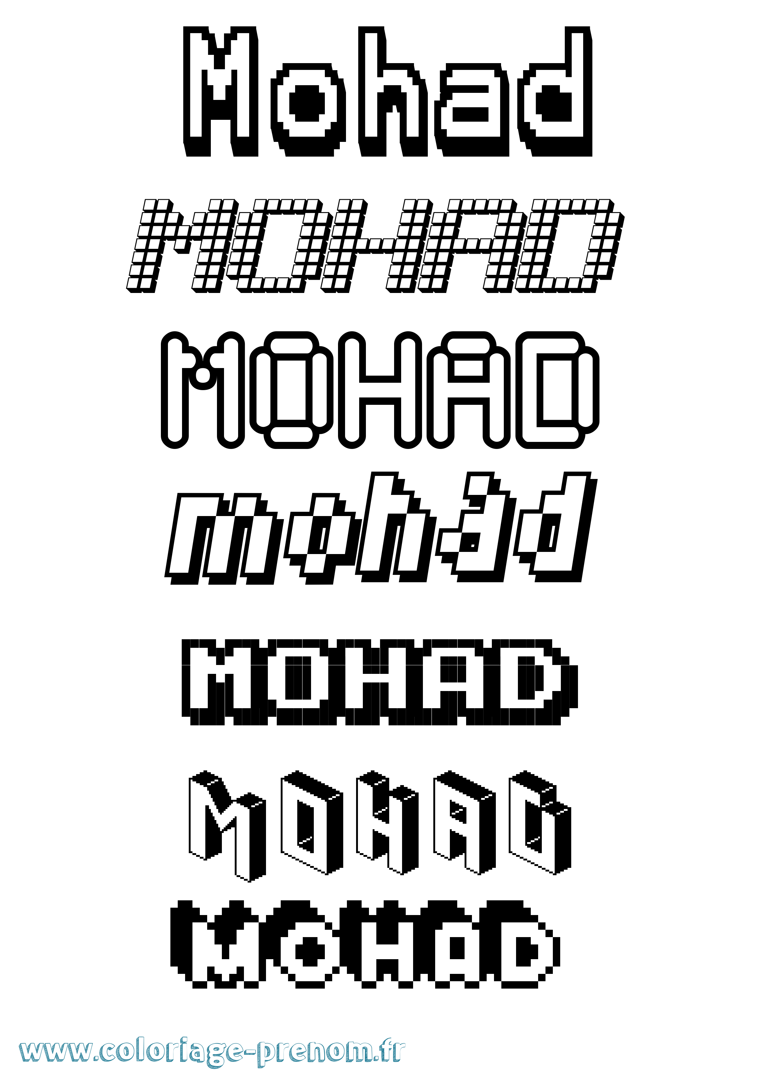Coloriage Mohad Pixel Coloriage prénom Mohad Pixel