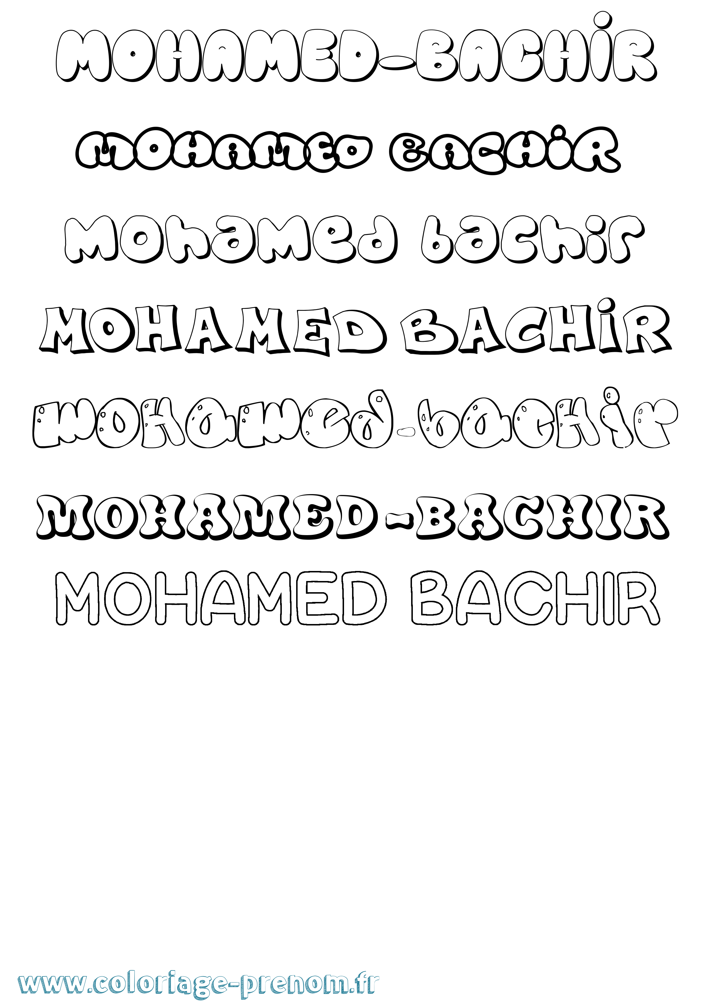 Coloriage Mohamed-Bachir Bubble Coloriage prénom Mohamed-Bachir Bubble