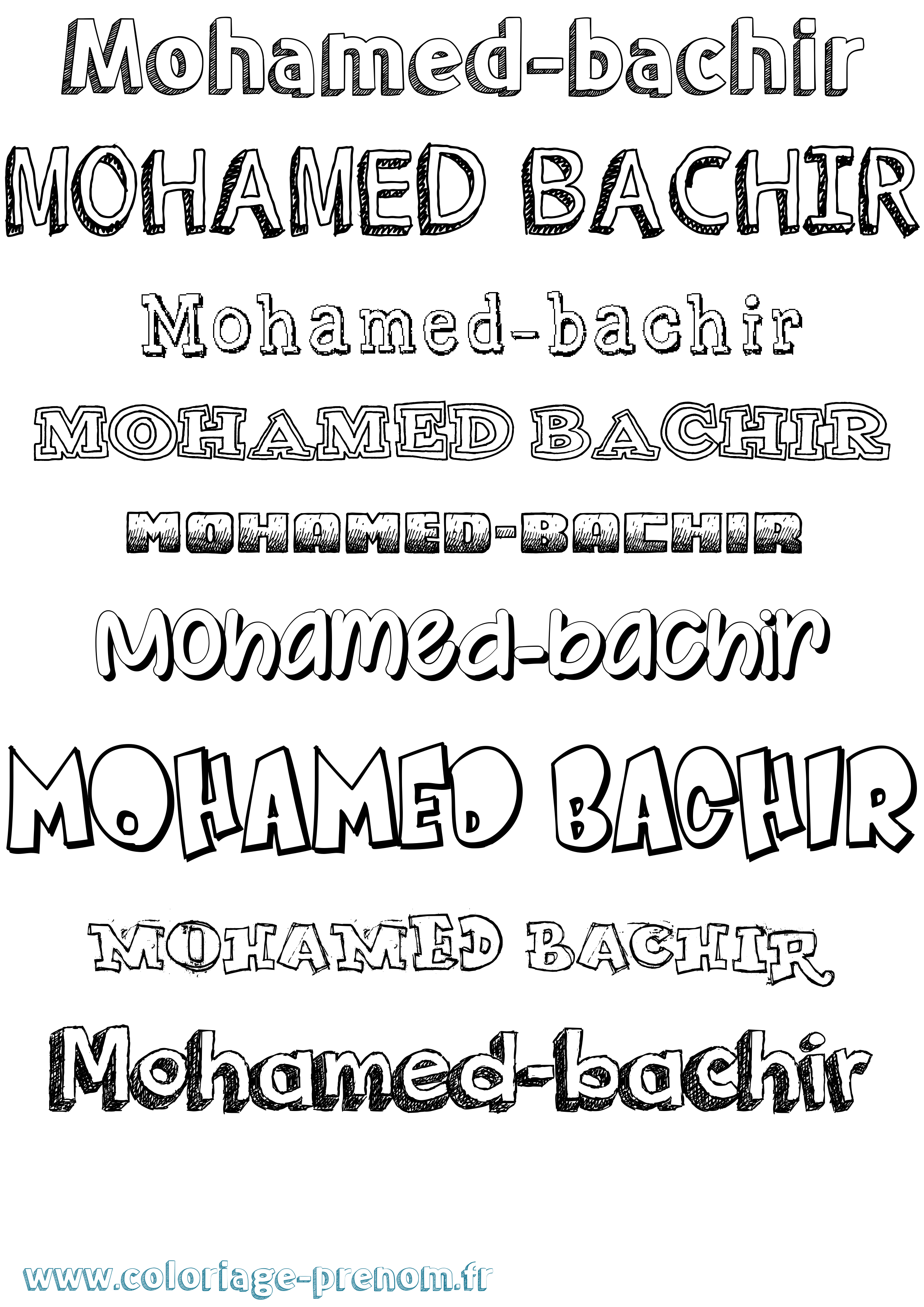 Coloriage Mohamed-Bachir Dessiné Coloriage prénom Mohamed-Bachir Dessiné