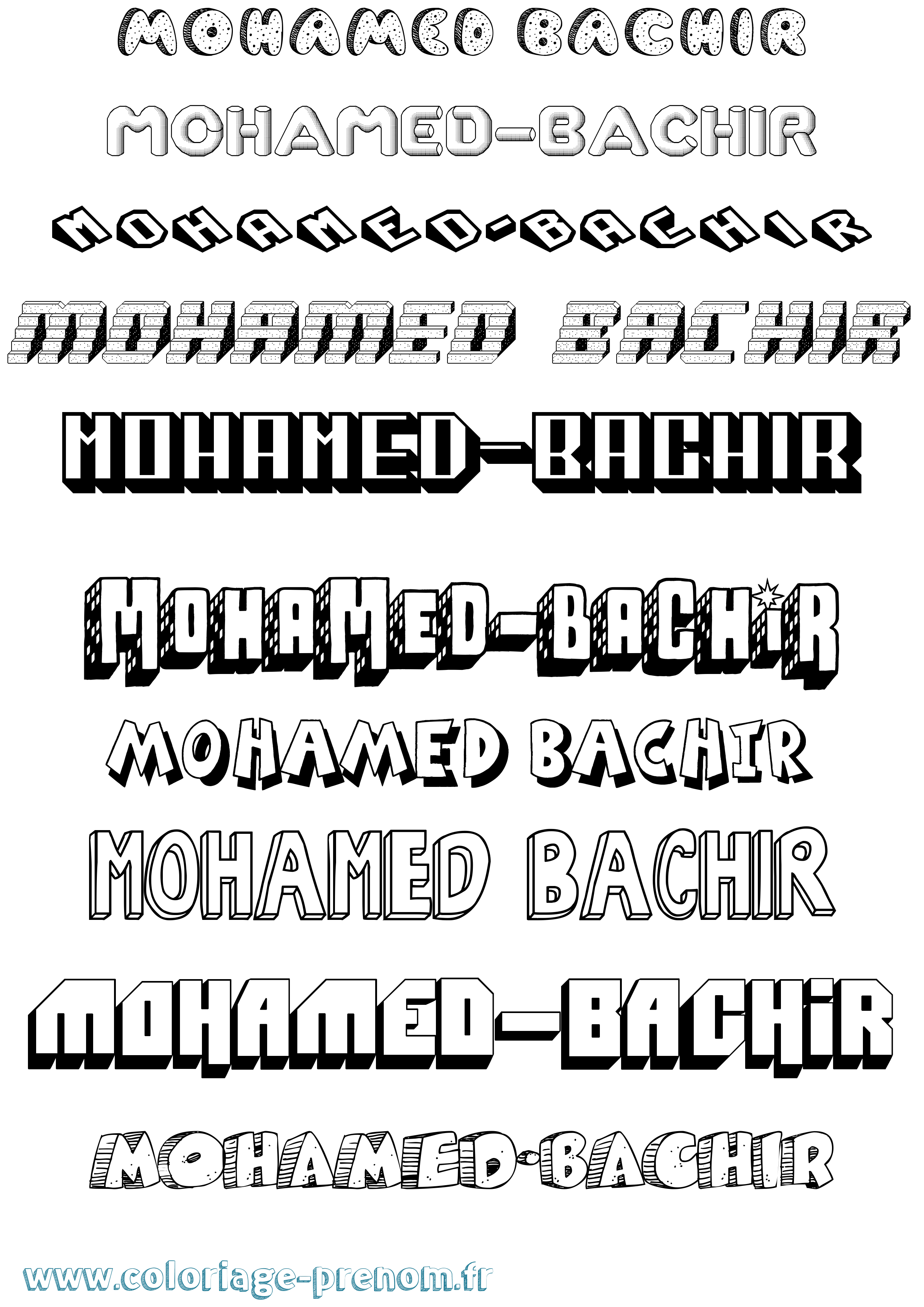 Coloriage Mohamed-Bachir Effet 3D Coloriage prénom Mohamed-Bachir Effet 3D