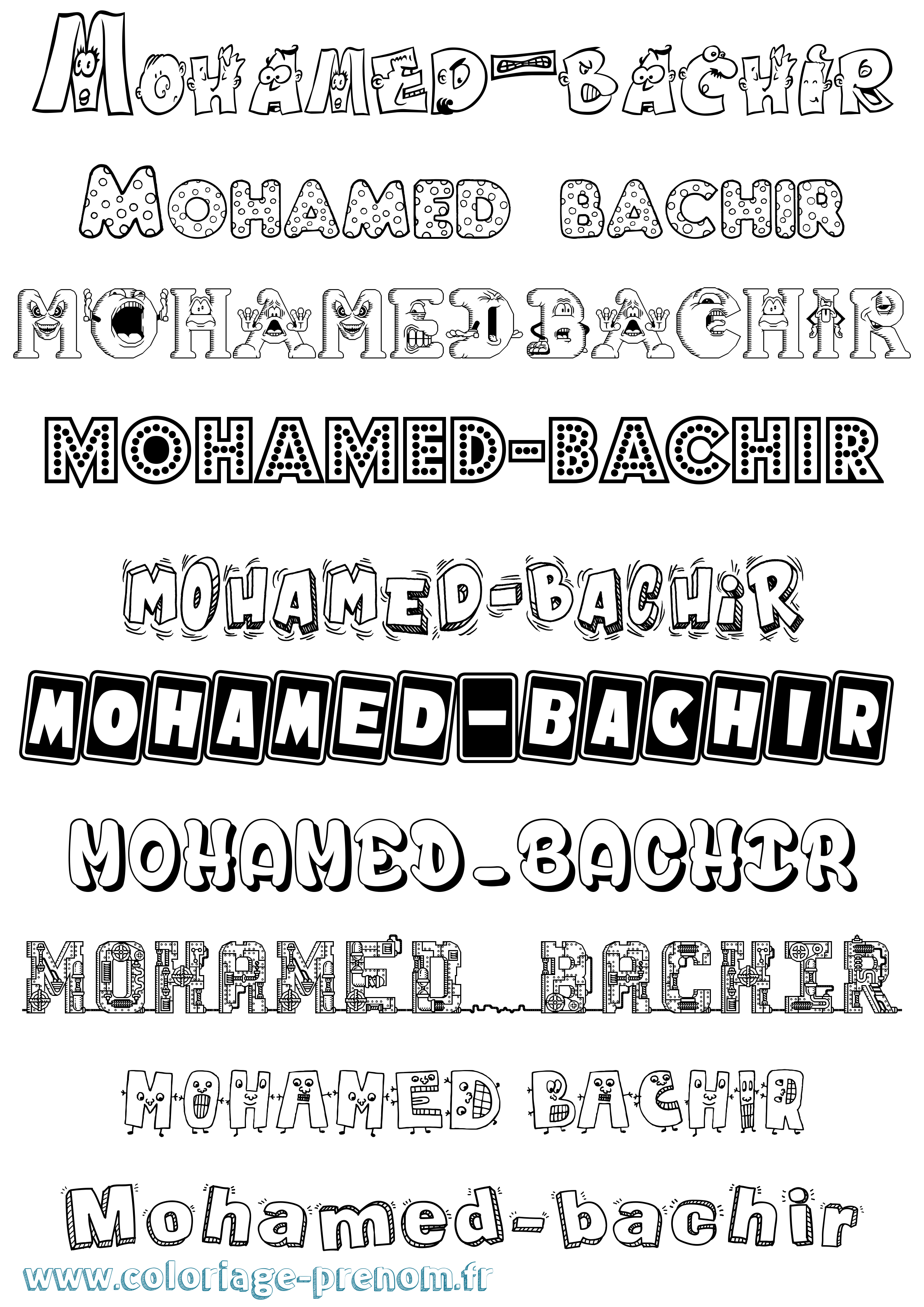 Coloriage Mohamed-Bachir Fun Coloriage prénom Mohamed-Bachir Fun