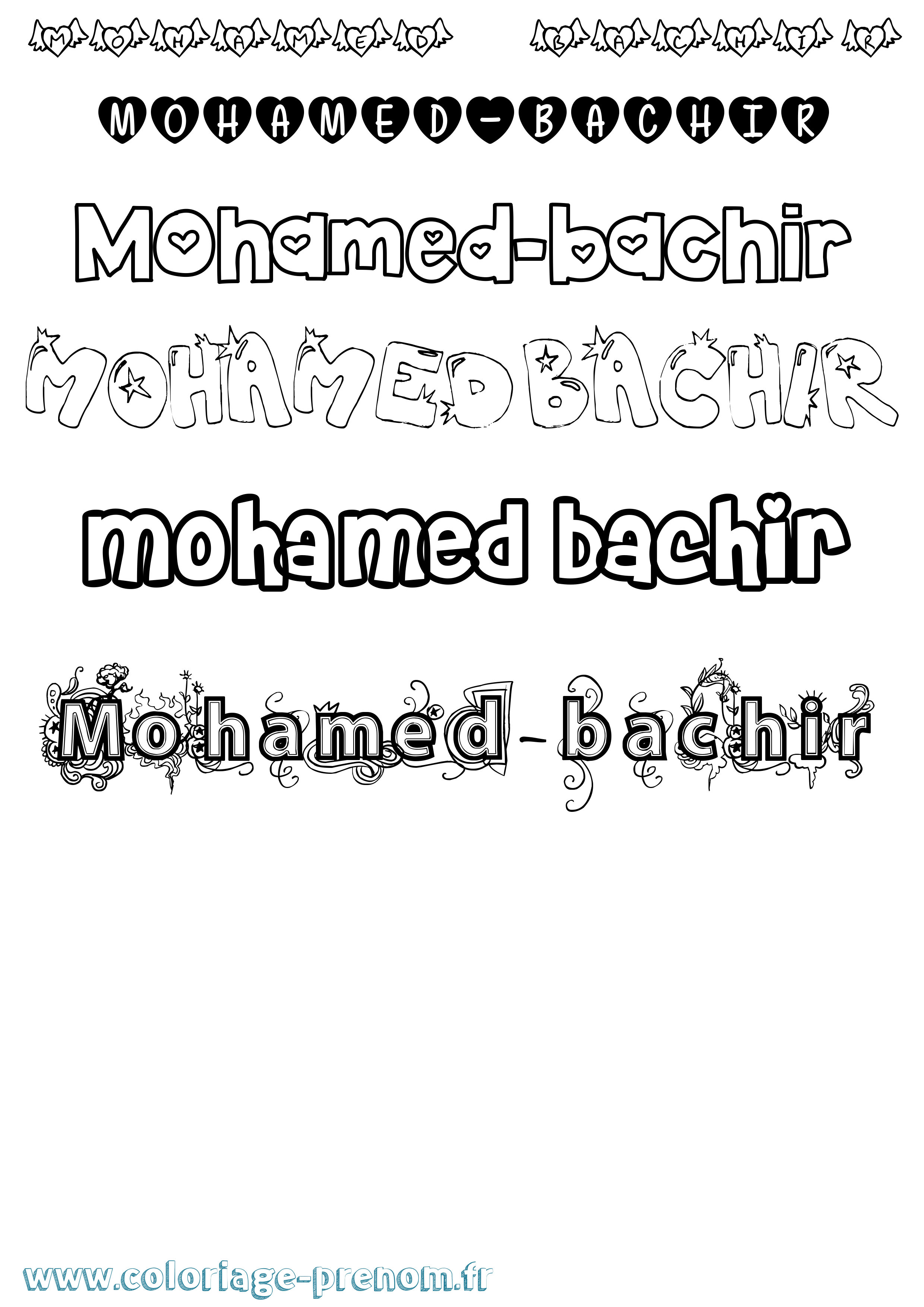 Coloriage Mohamed-Bachir Girly Coloriage prénom Mohamed-Bachir Girly