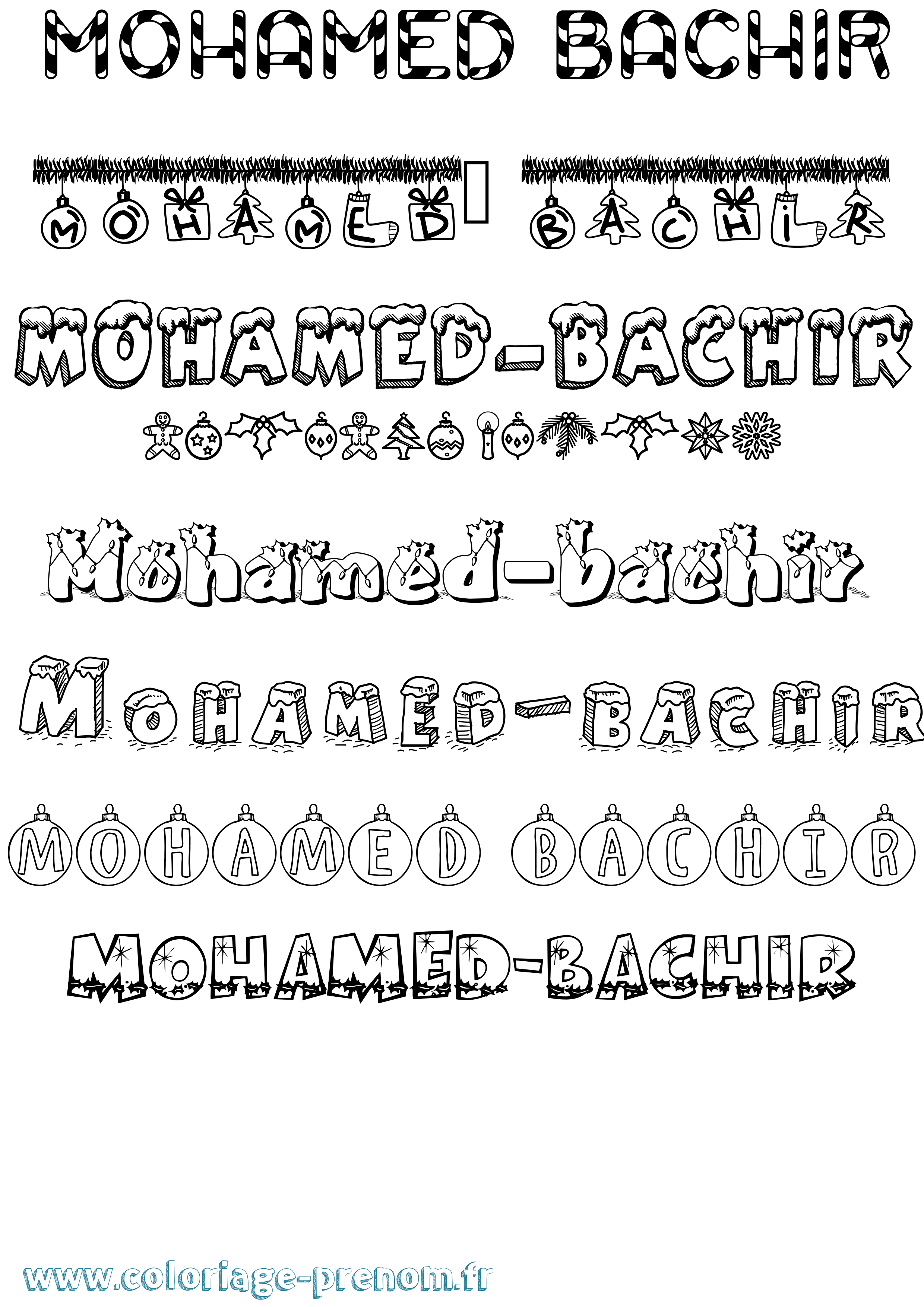 Coloriage Mohamed-Bachir Noël Coloriage prénom Mohamed-Bachir Noël