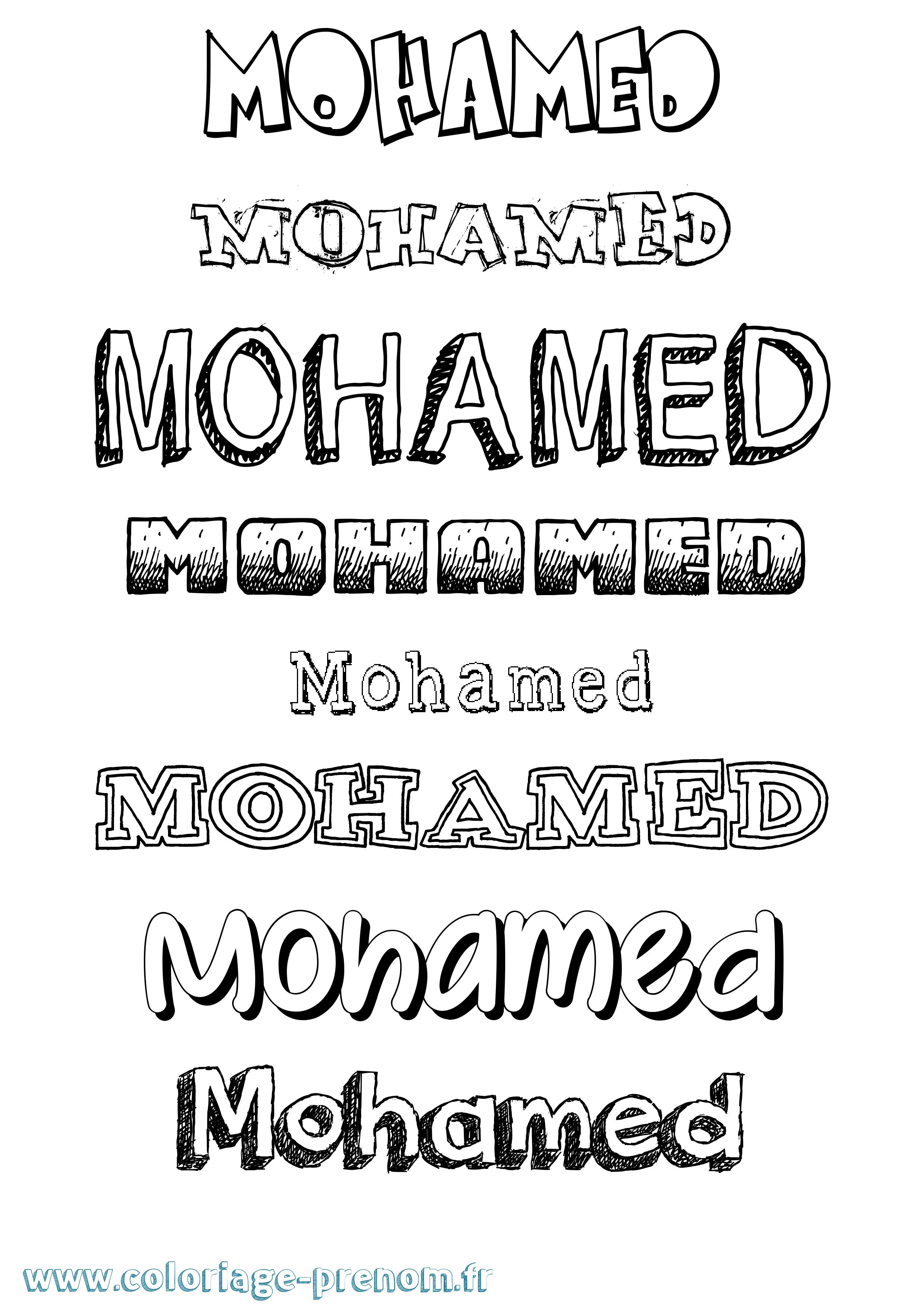 Coloriage prénom Mohamed Dessiné