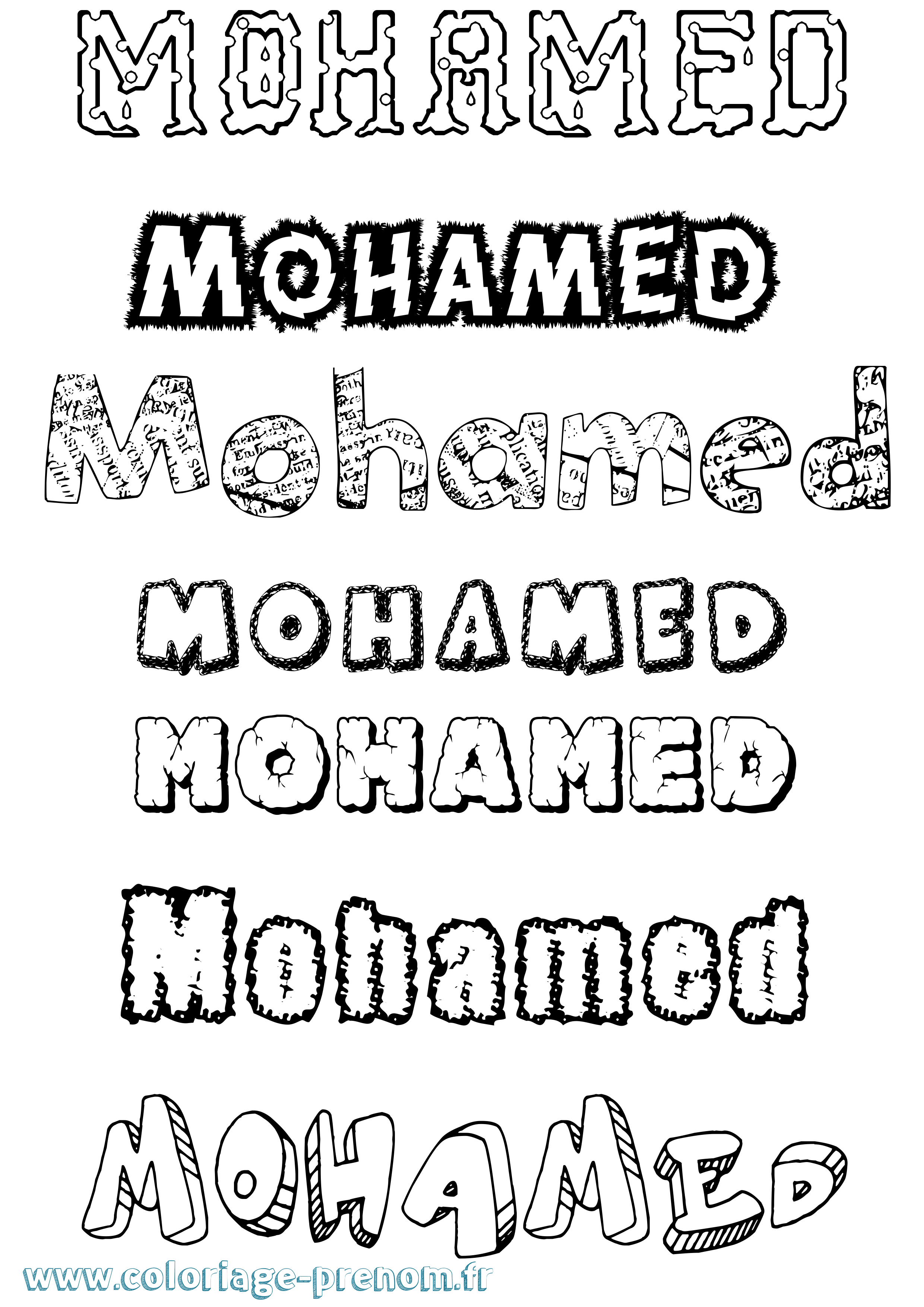 Coloriage prénom Mohamed Destructuré