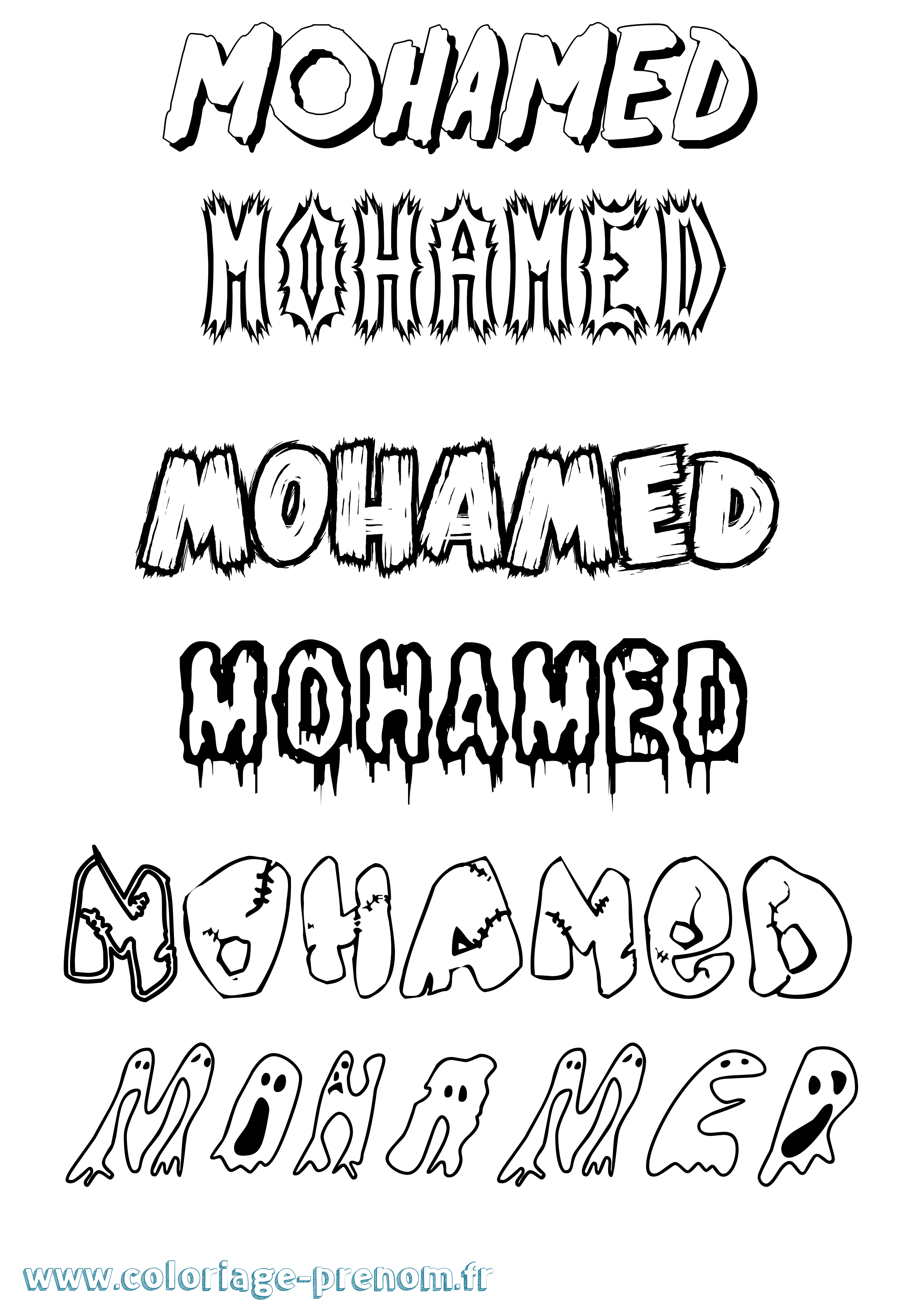 Coloriage prénom Mohamed Frisson