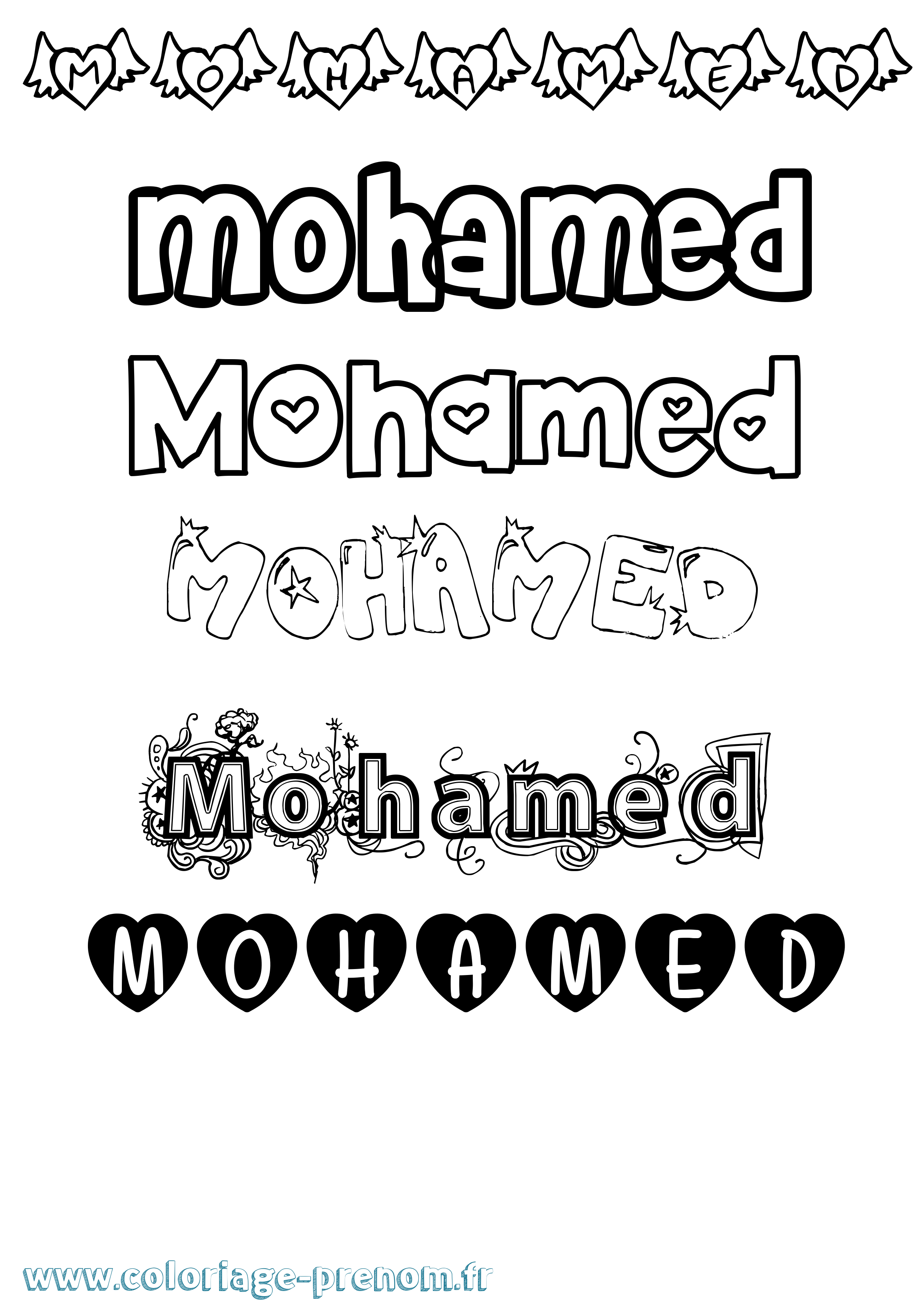 Coloriage prénom Mohamed Girly