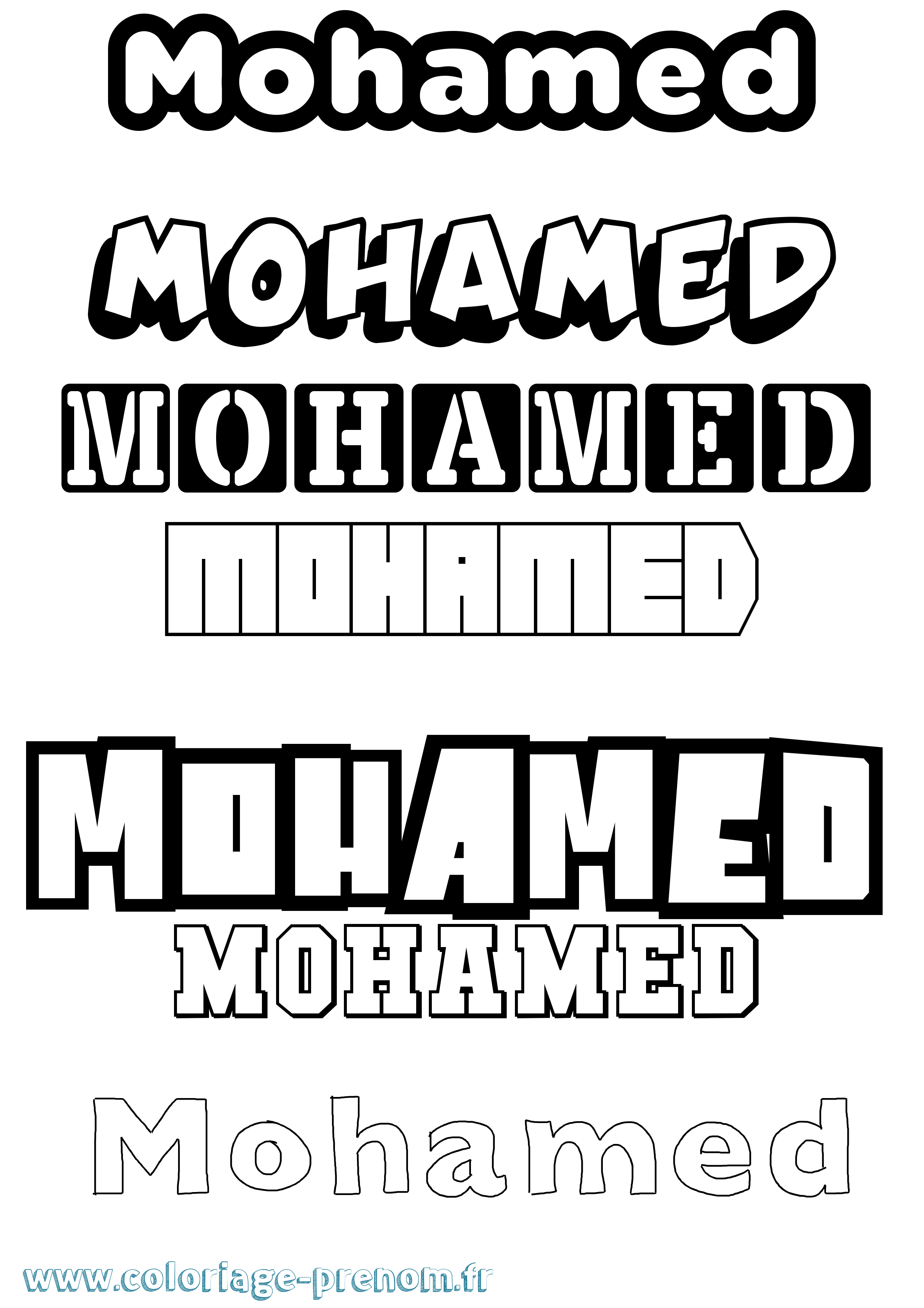 Coloriage prénom Mohamed Simple