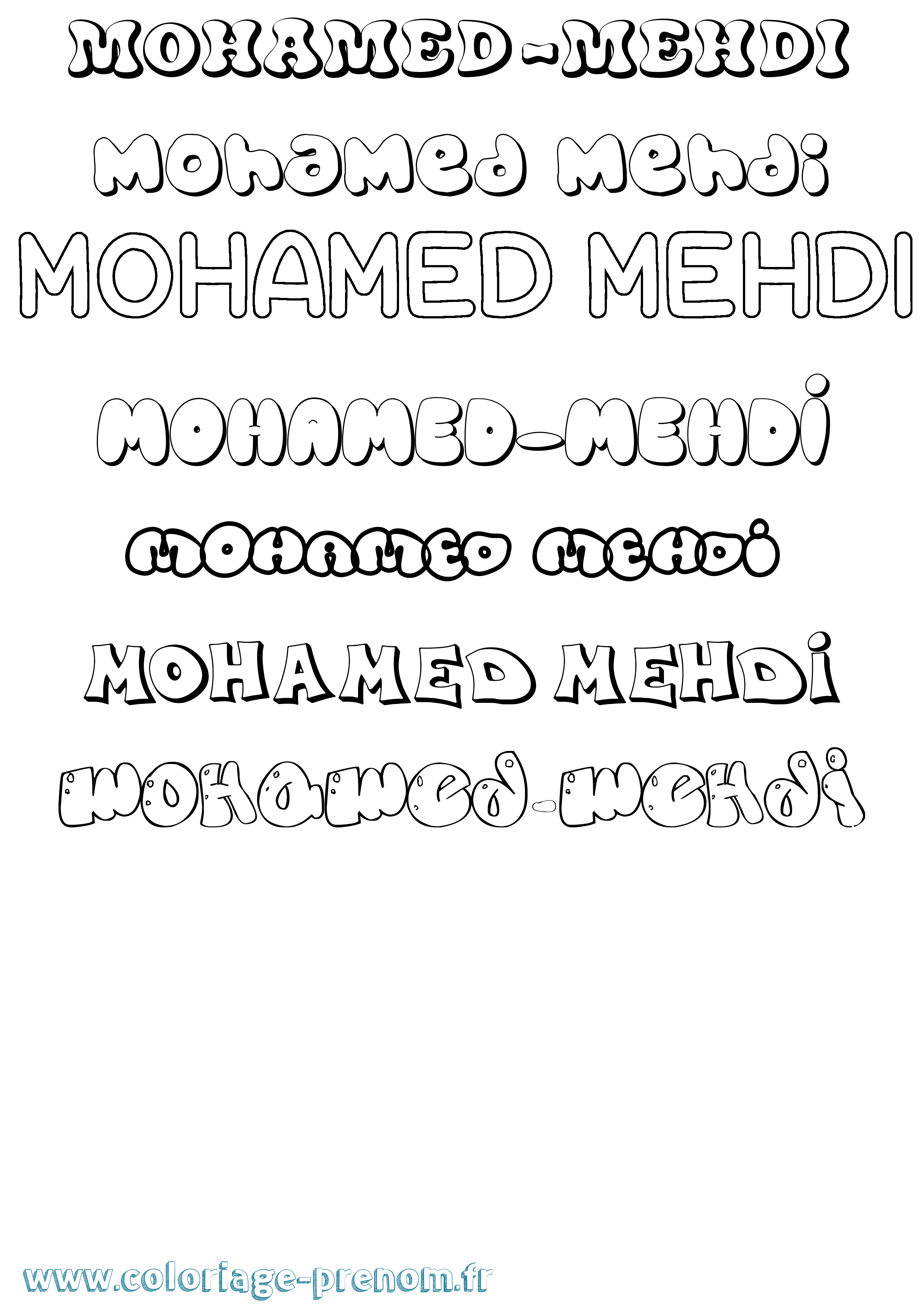Coloriage Mohamed-Mehdi Bubble Coloriage prénom Mohamed-Mehdi Bubble