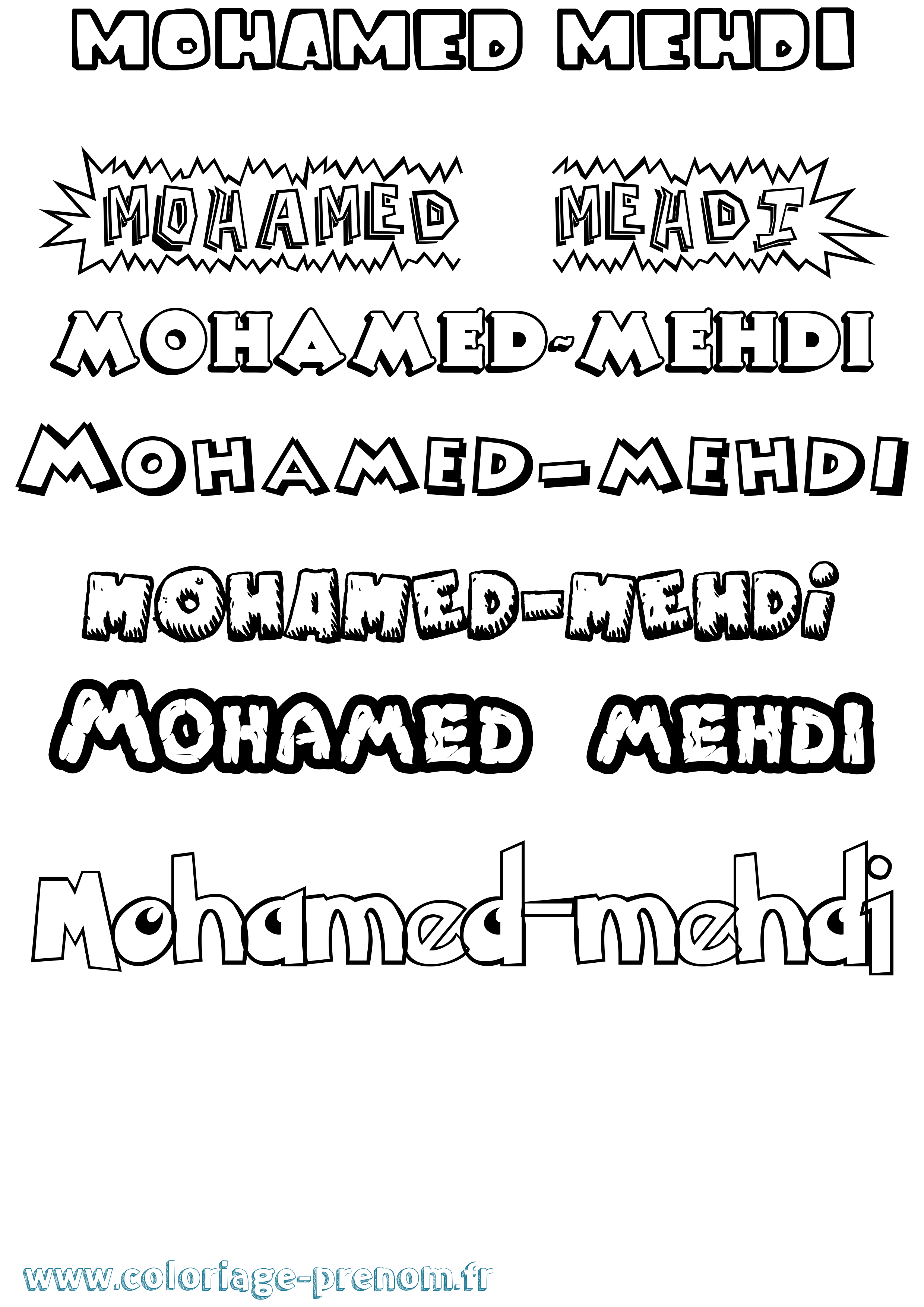 Coloriage Mohamed-Mehdi Dessin Animé Coloriage prénom Mohamed-Mehdi Dessin Animé