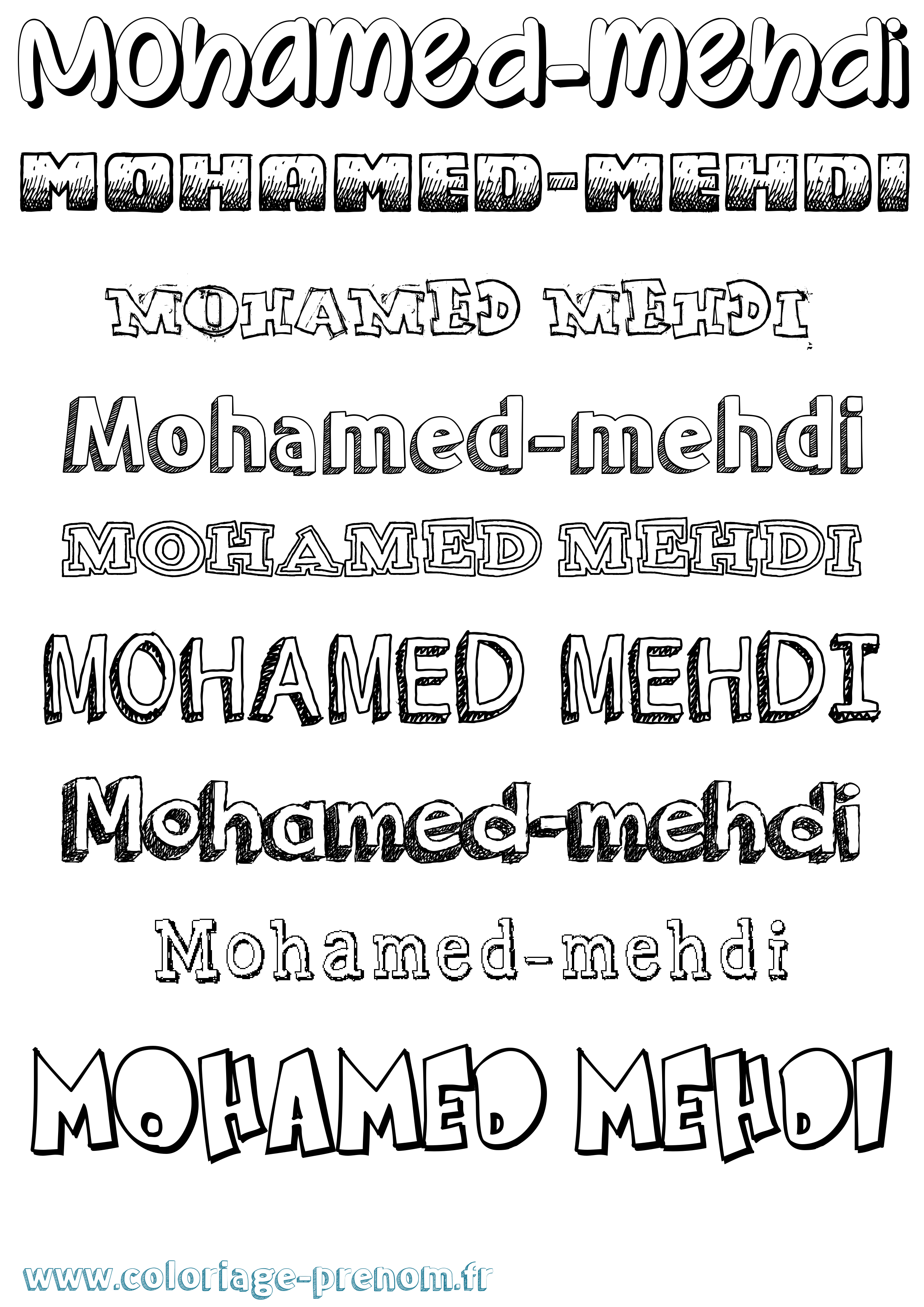 Coloriage Mohamed-Mehdi Dessiné Coloriage prénom Mohamed-Mehdi Dessiné