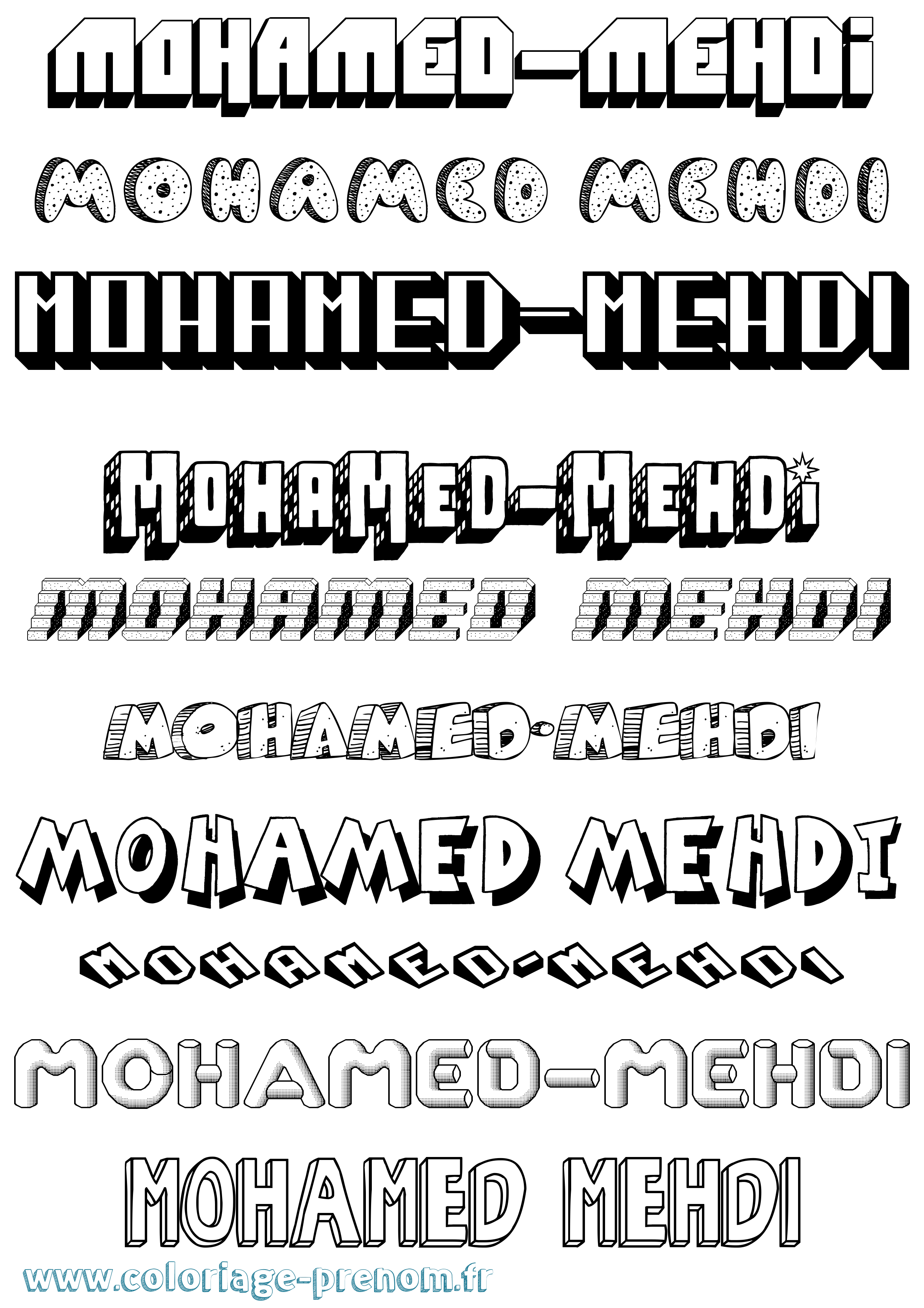 Coloriage Mohamed-Mehdi Effet 3D Coloriage prénom Mohamed-Mehdi Effet 3D