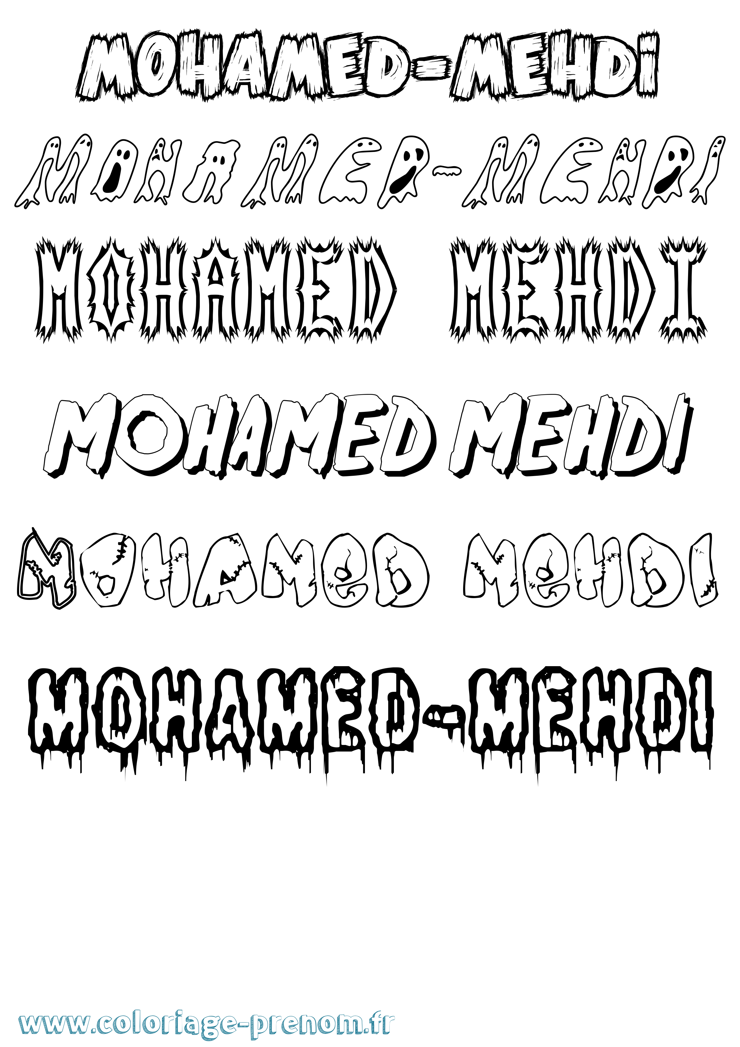 Coloriage Mohamed-Mehdi Frisson Coloriage prénom Mohamed-Mehdi Frisson