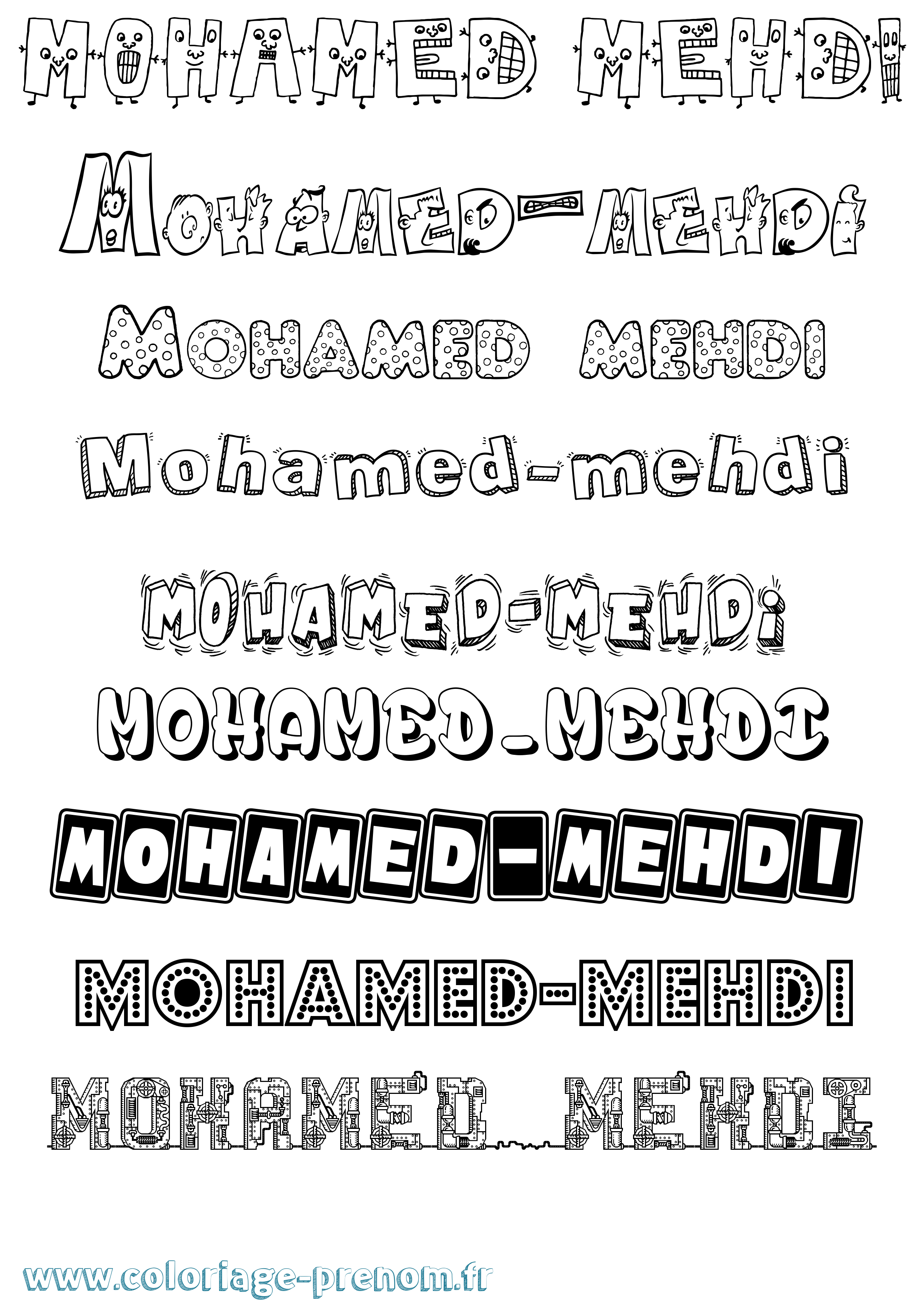 Coloriage Mohamed-Mehdi Fun Coloriage prénom Mohamed-Mehdi Fun