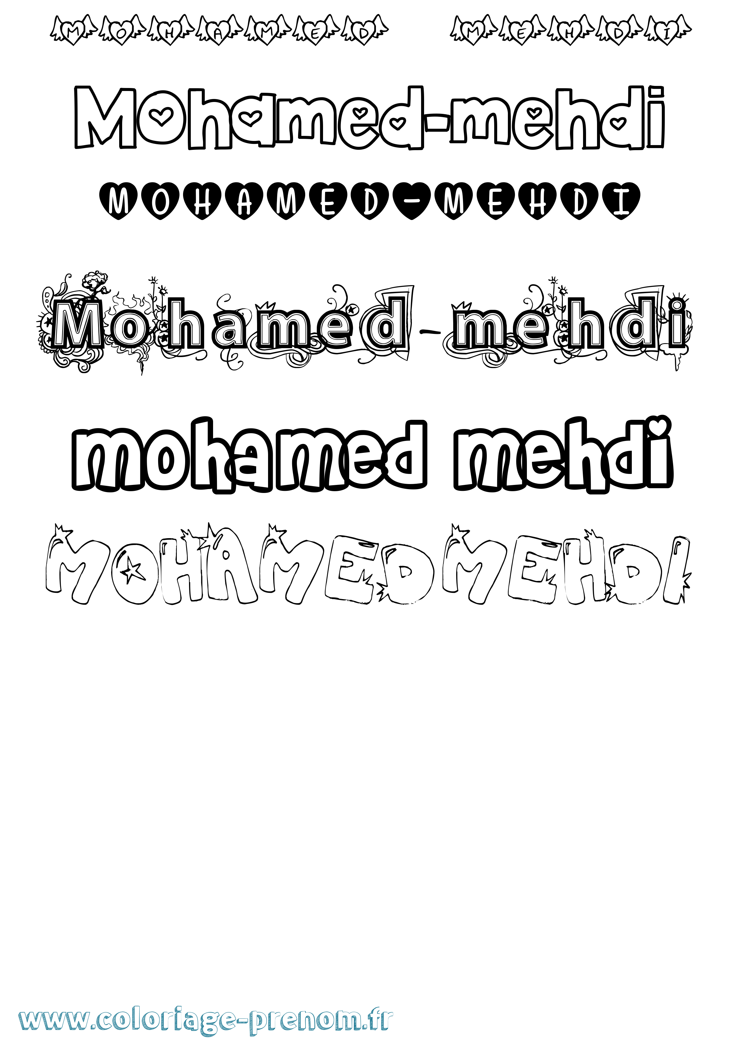 Coloriage Mohamed-Mehdi Girly Coloriage prénom Mohamed-Mehdi Girly