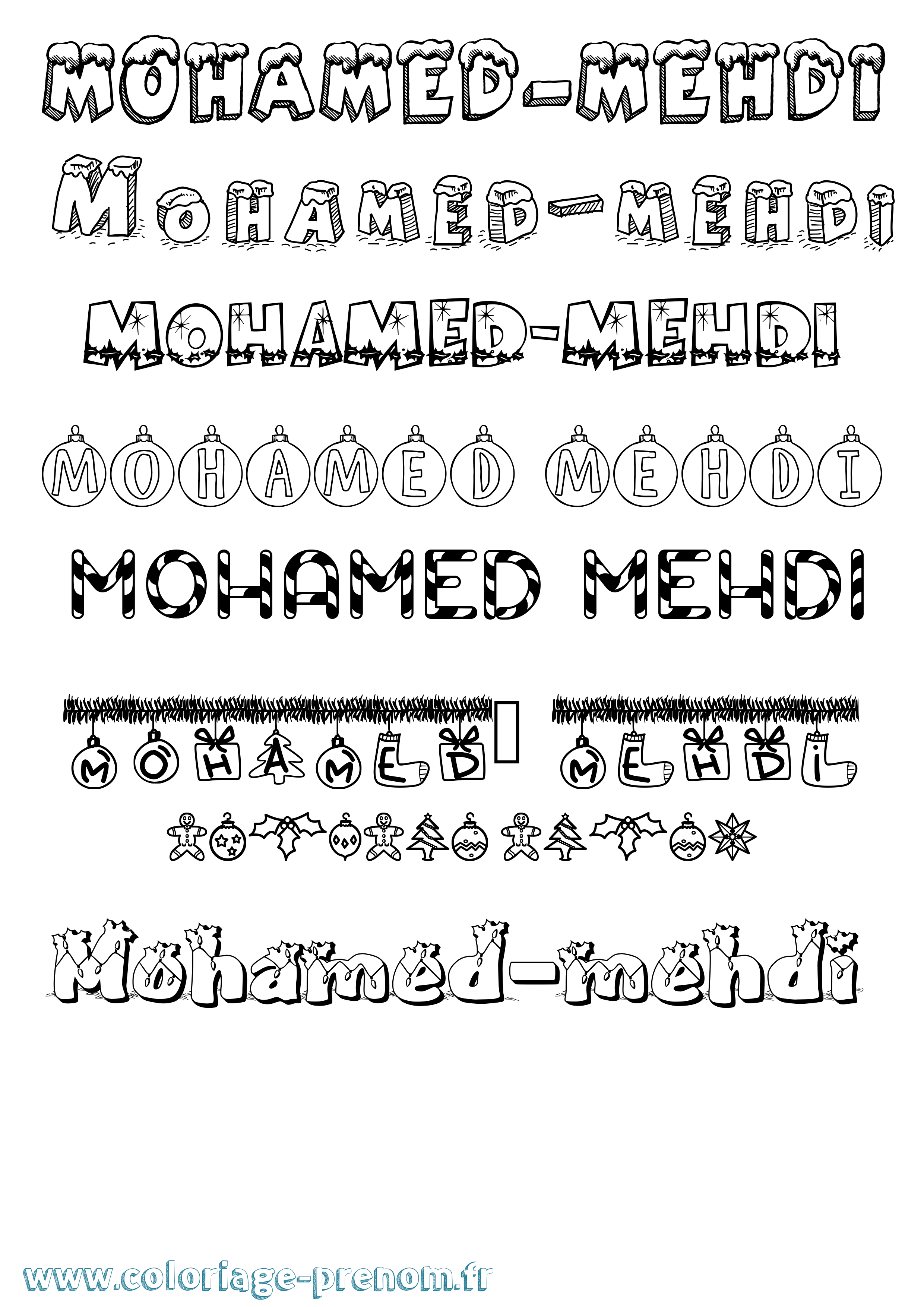 Coloriage Mohamed-Mehdi Noël Coloriage prénom Mohamed-Mehdi Noël